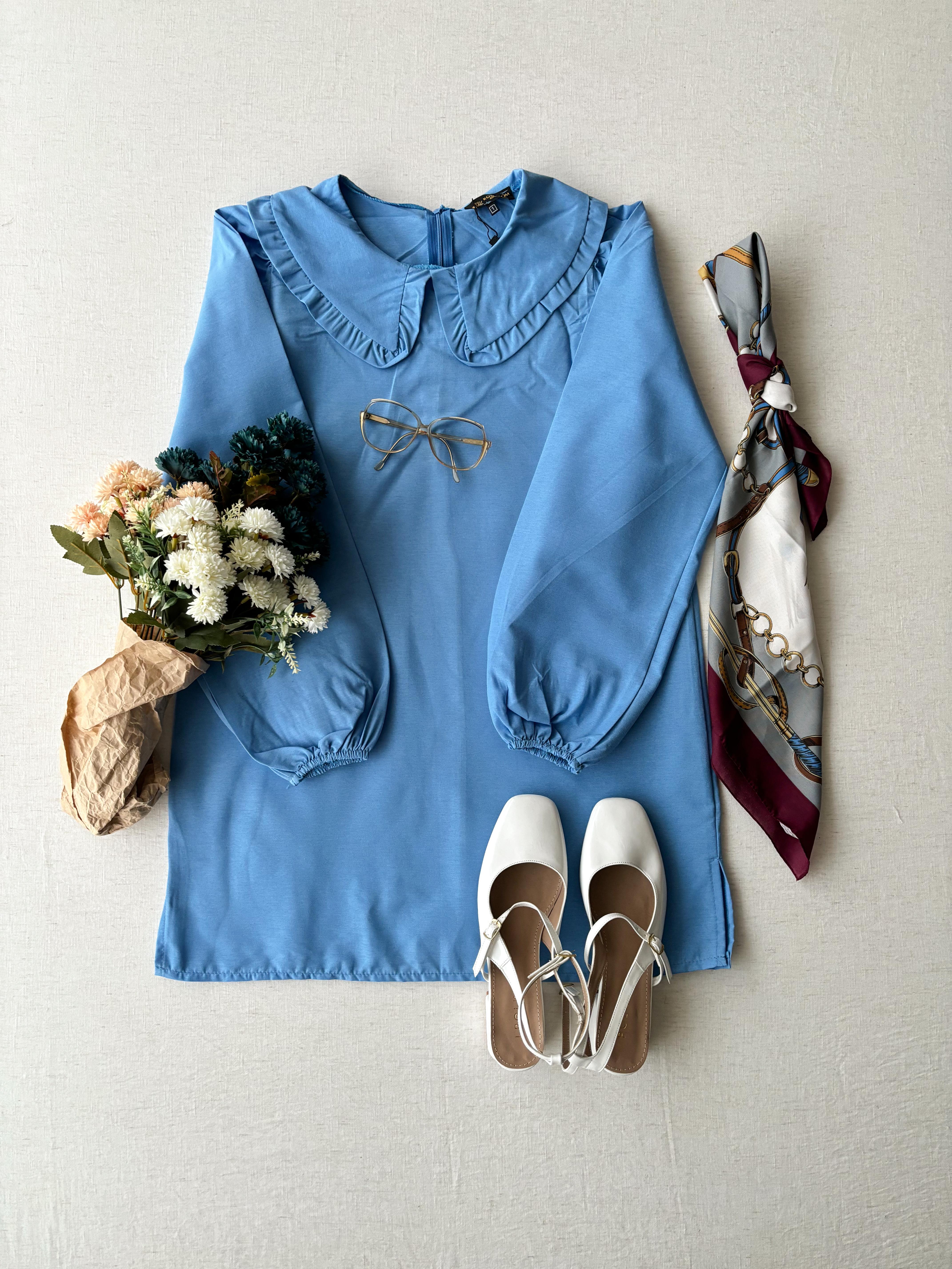Bebe Mavisi Bebe Yaka Uzun Poplin Tunik