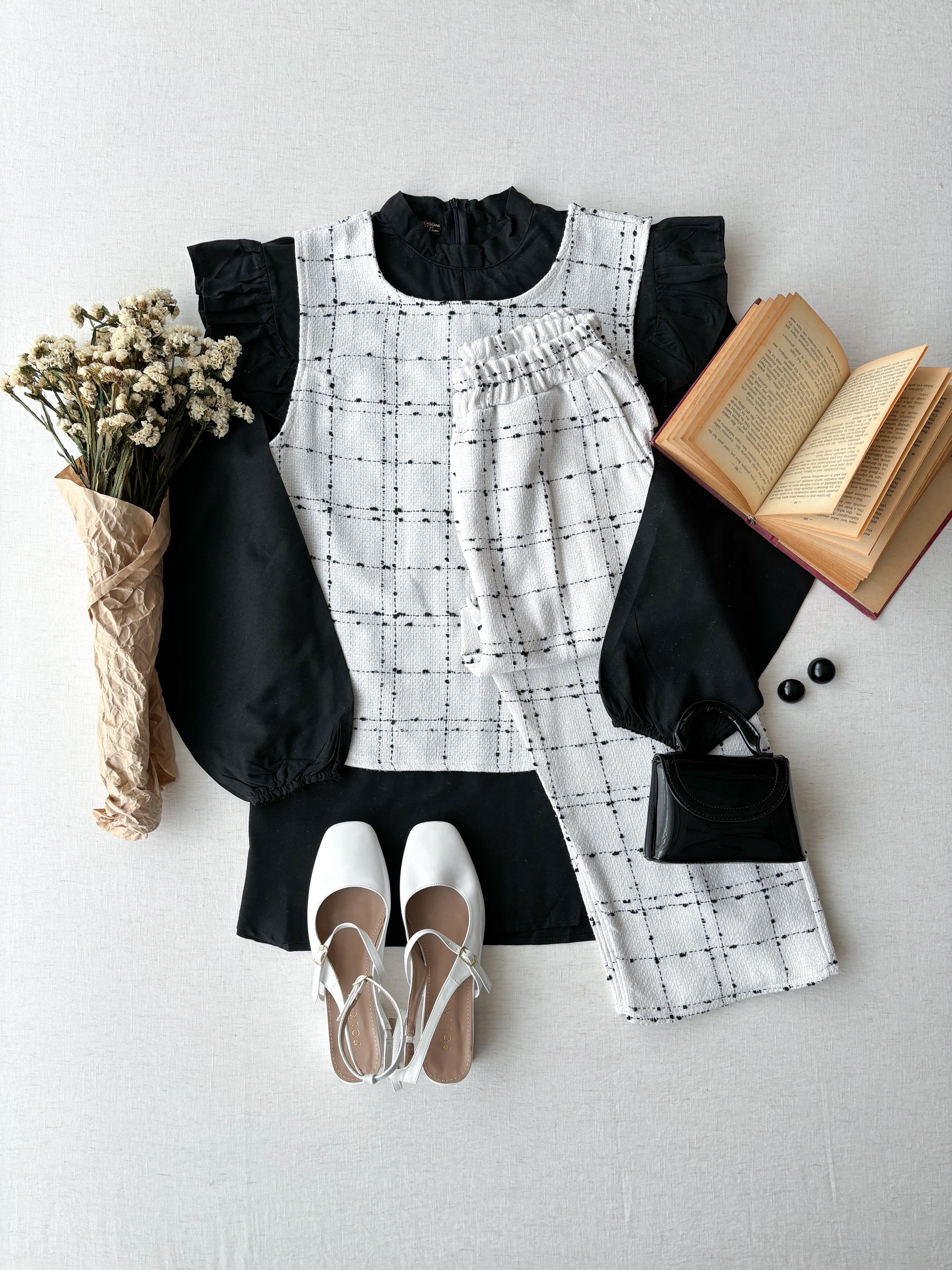 Beyaz Tüvit Pantolon Yelek Takımı (2'li Takım)