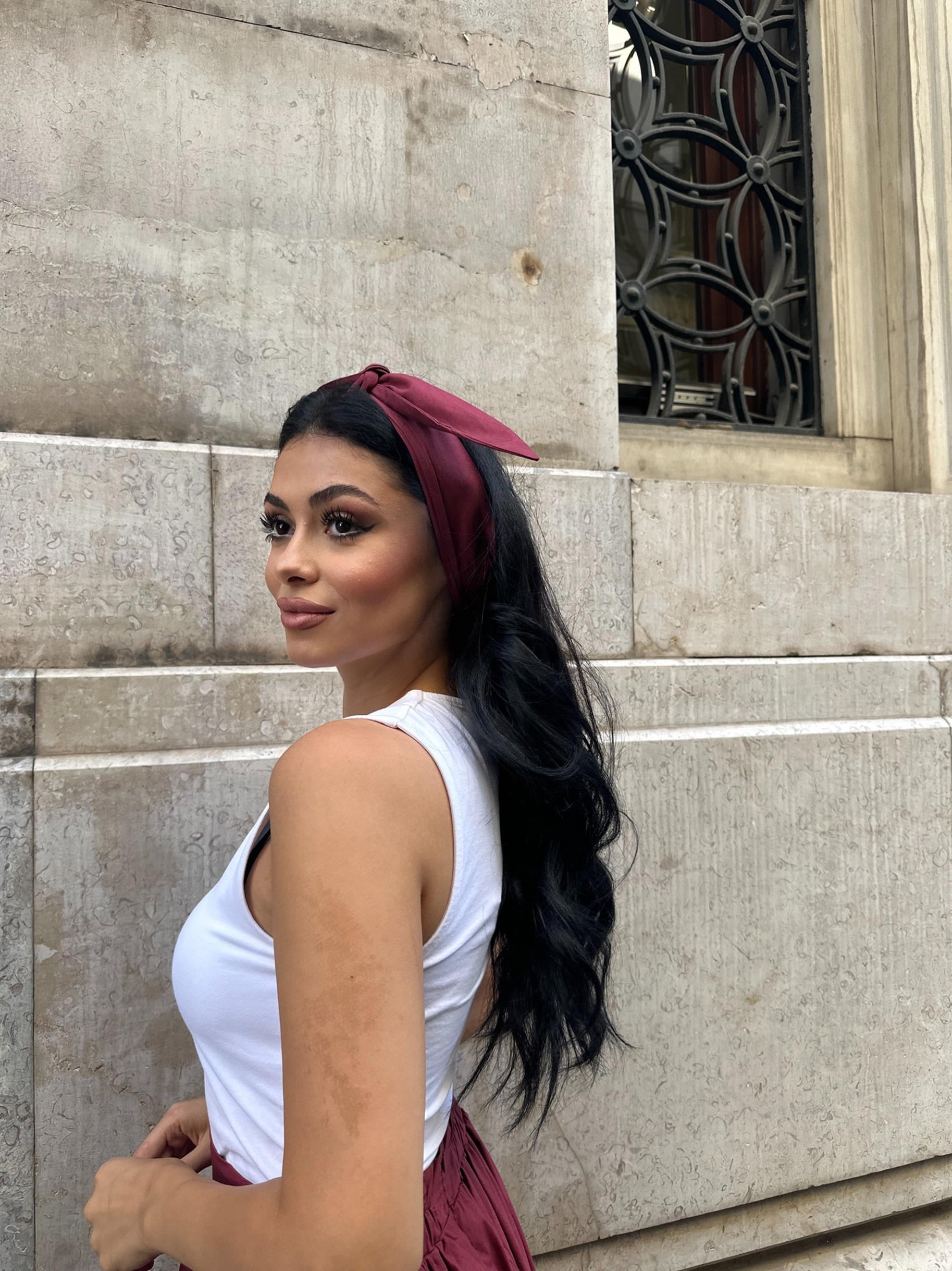 Bordo Poplin Bağlama Detaylı Bandana