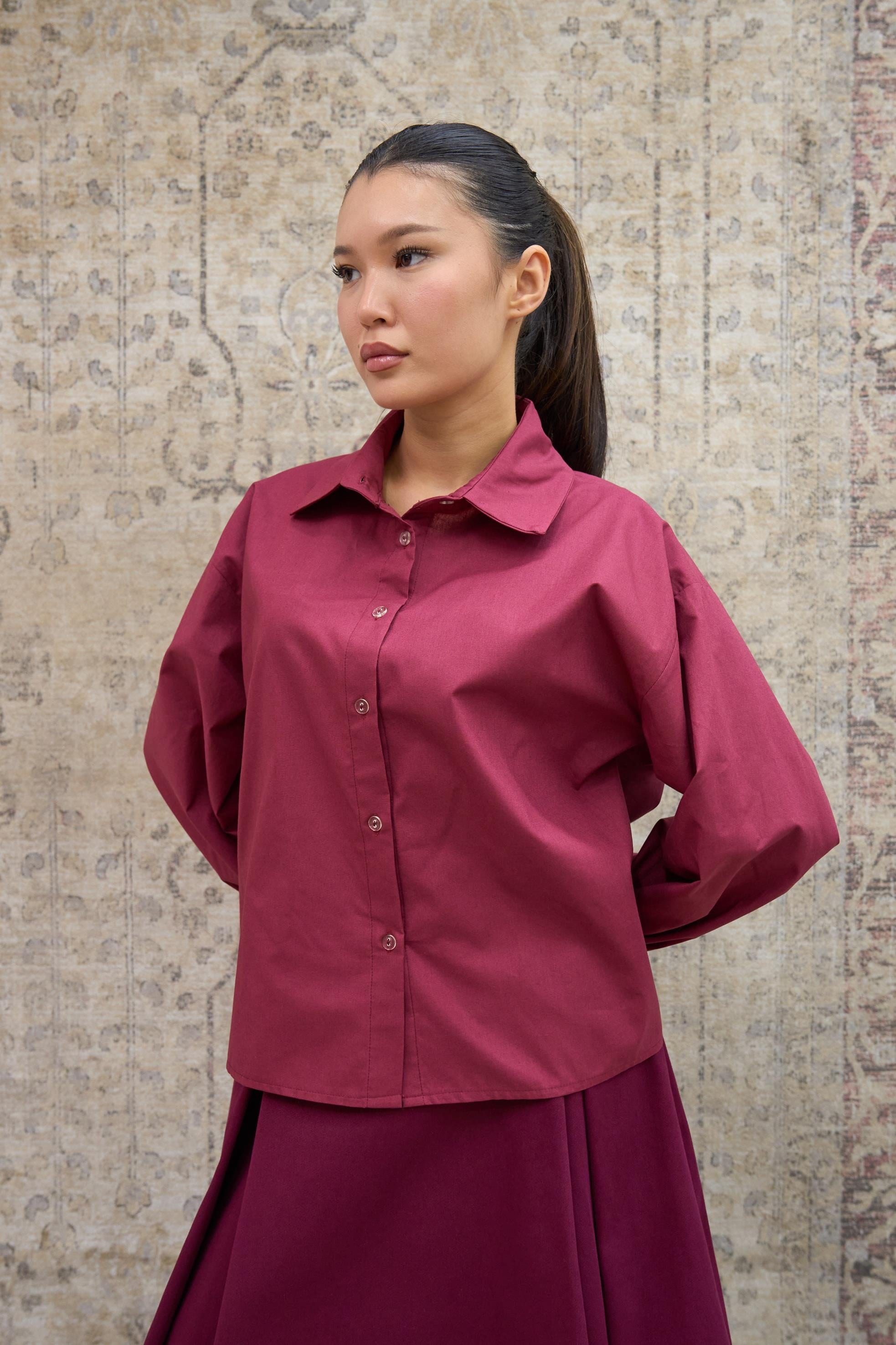 Bordo Poplin Gömlek