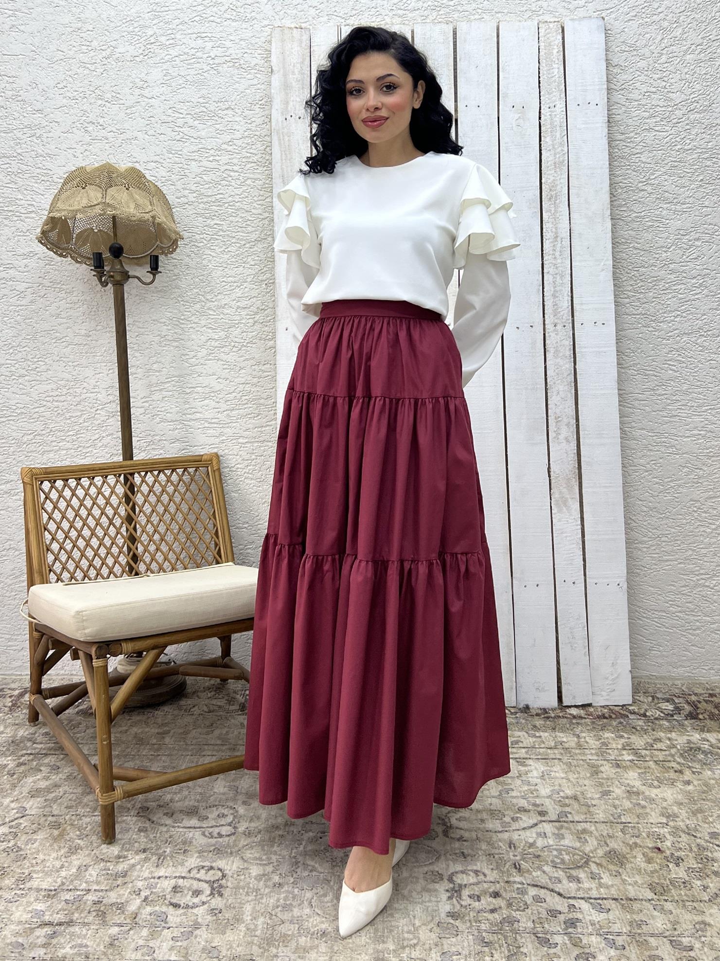 Bordo Poplin Kat Kat Etek