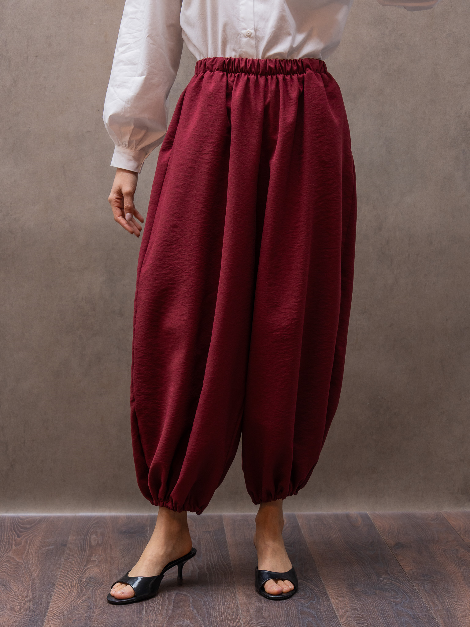Bordo Renk Şalvar Pantolon