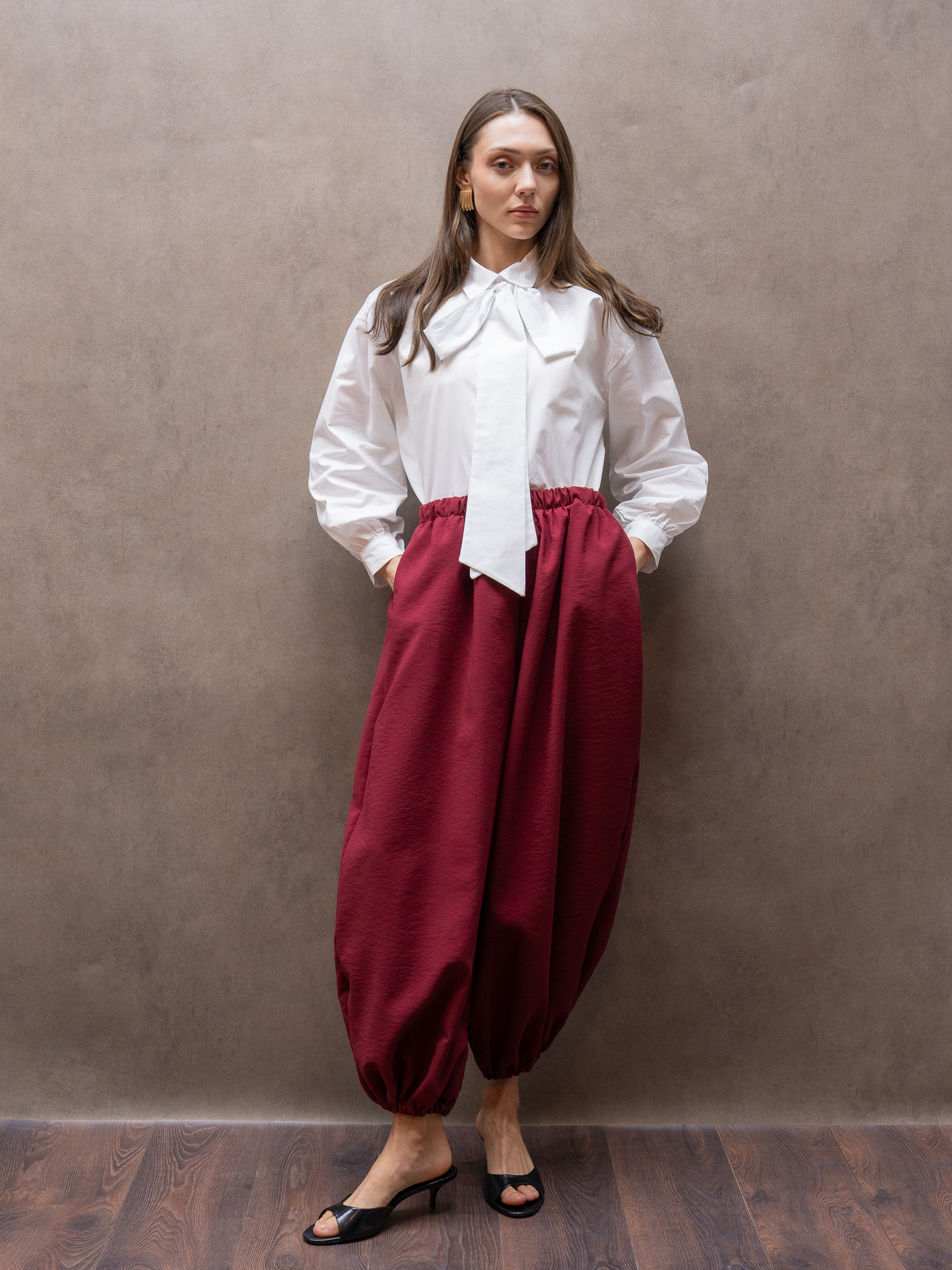 Bordo Şalvar Pantolon