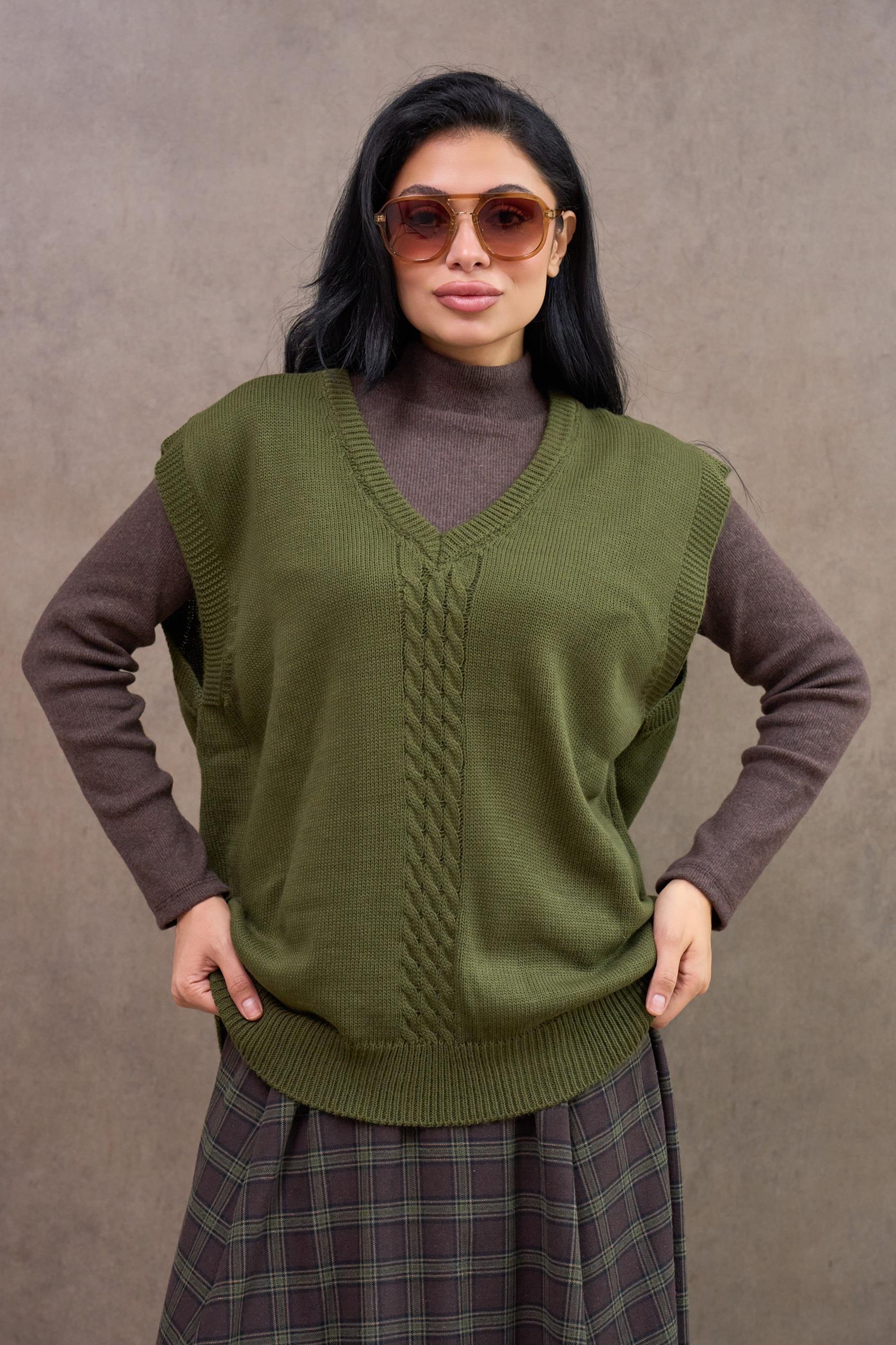 Haki Yeşil Oversize Süveter