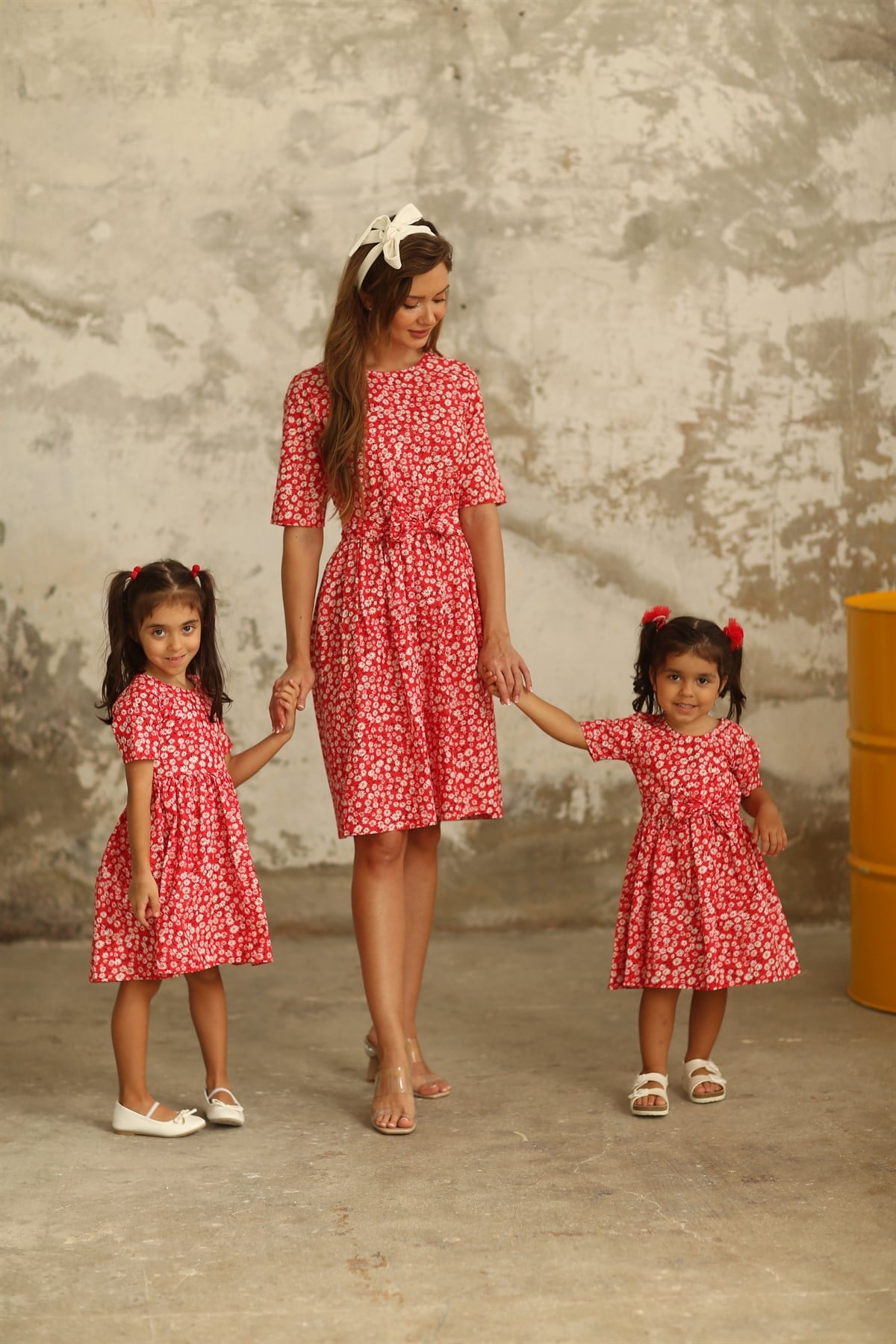 KIRMIZI PAPATYALI ANNE KIZ KOMBİNİ