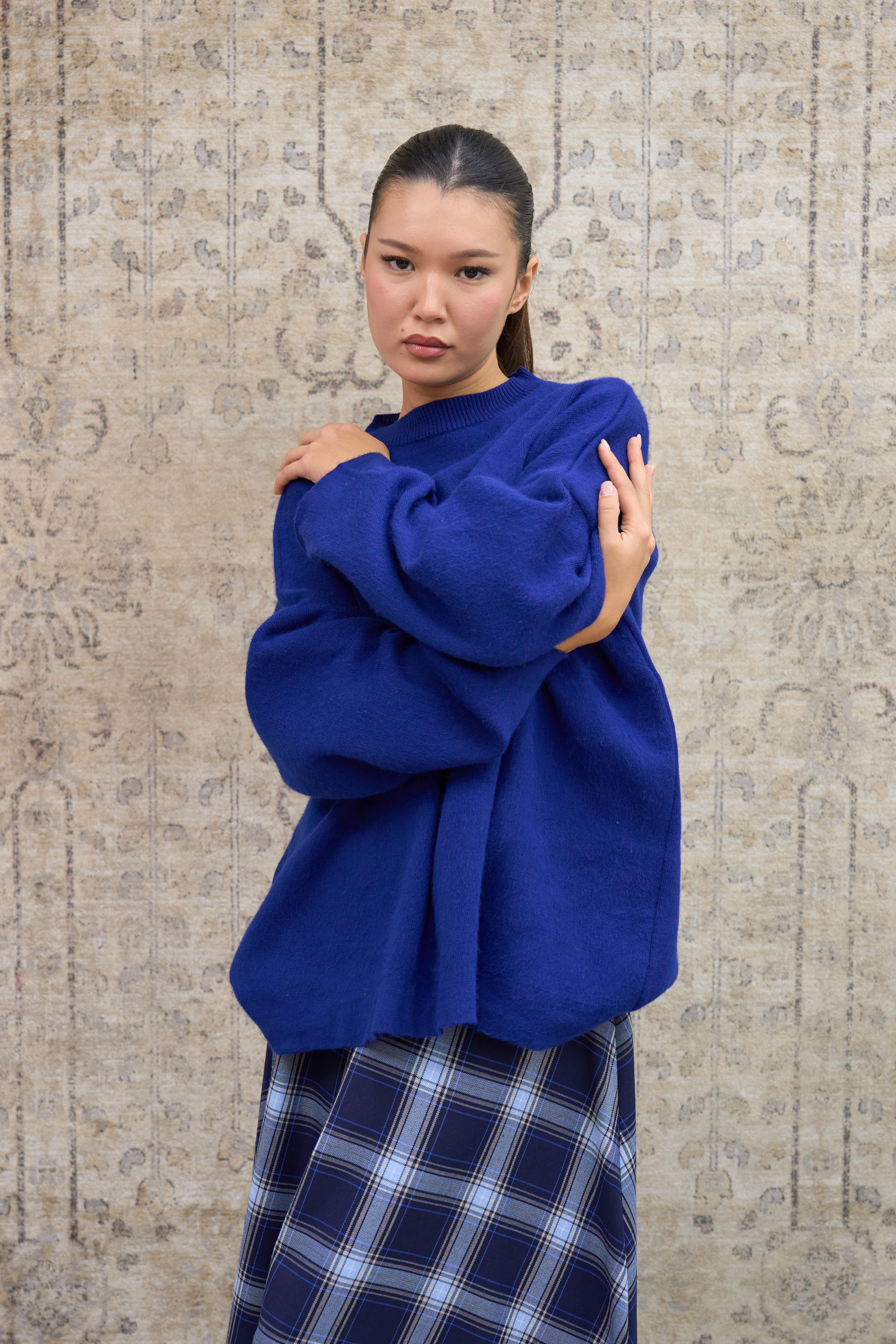 Mavi Salaş Triko Kazak