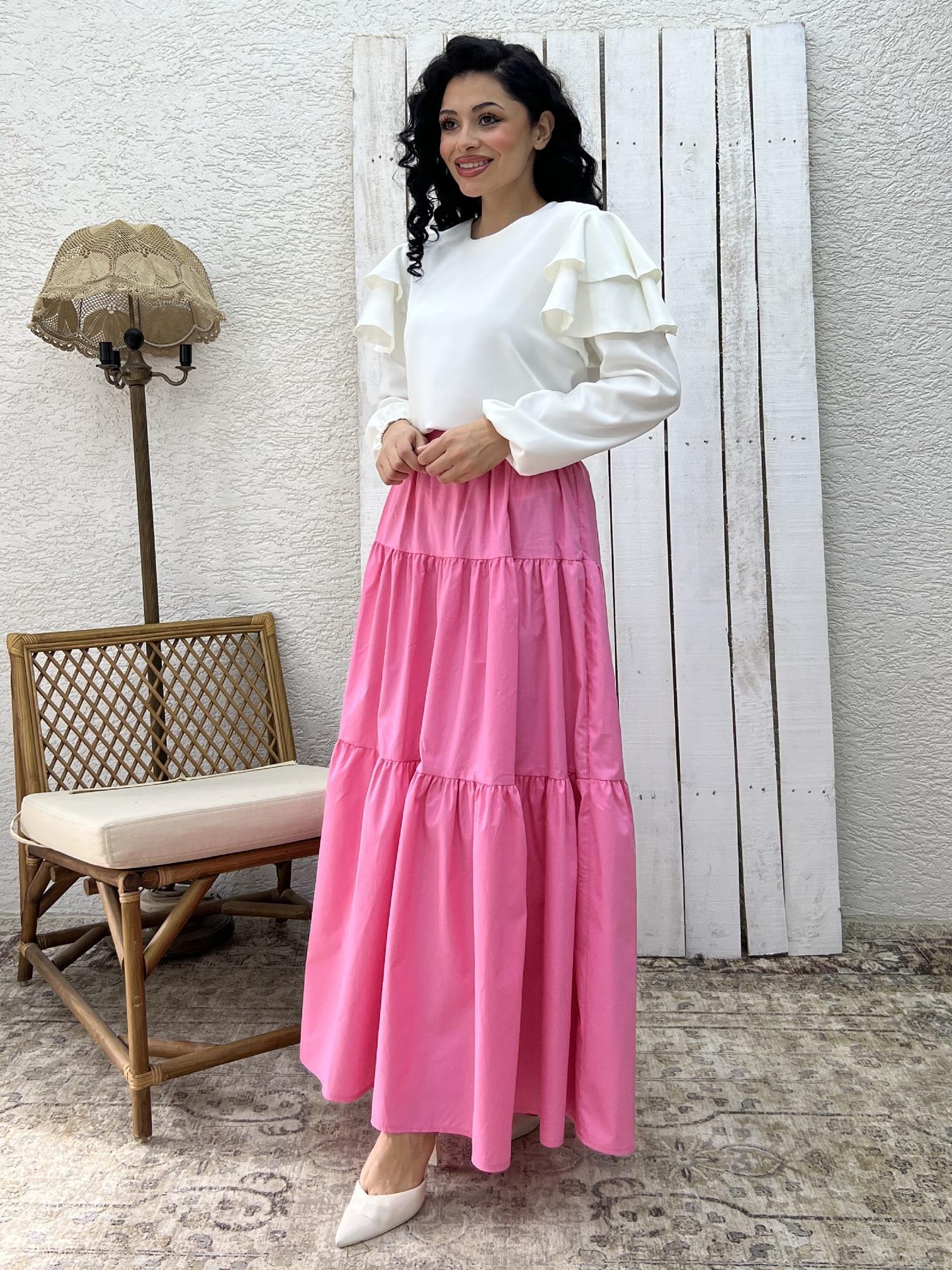 Pembe Poplin Kat Kat Etek