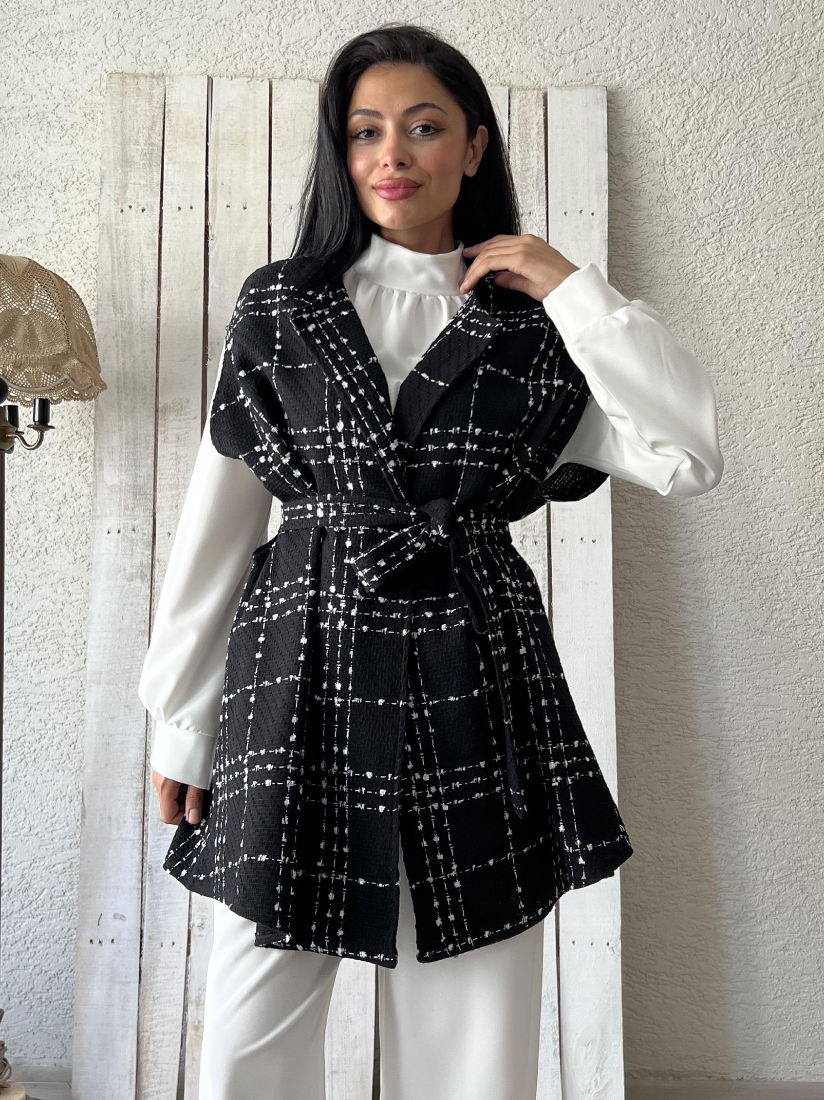 Siyah Oversize Tüvit Panço