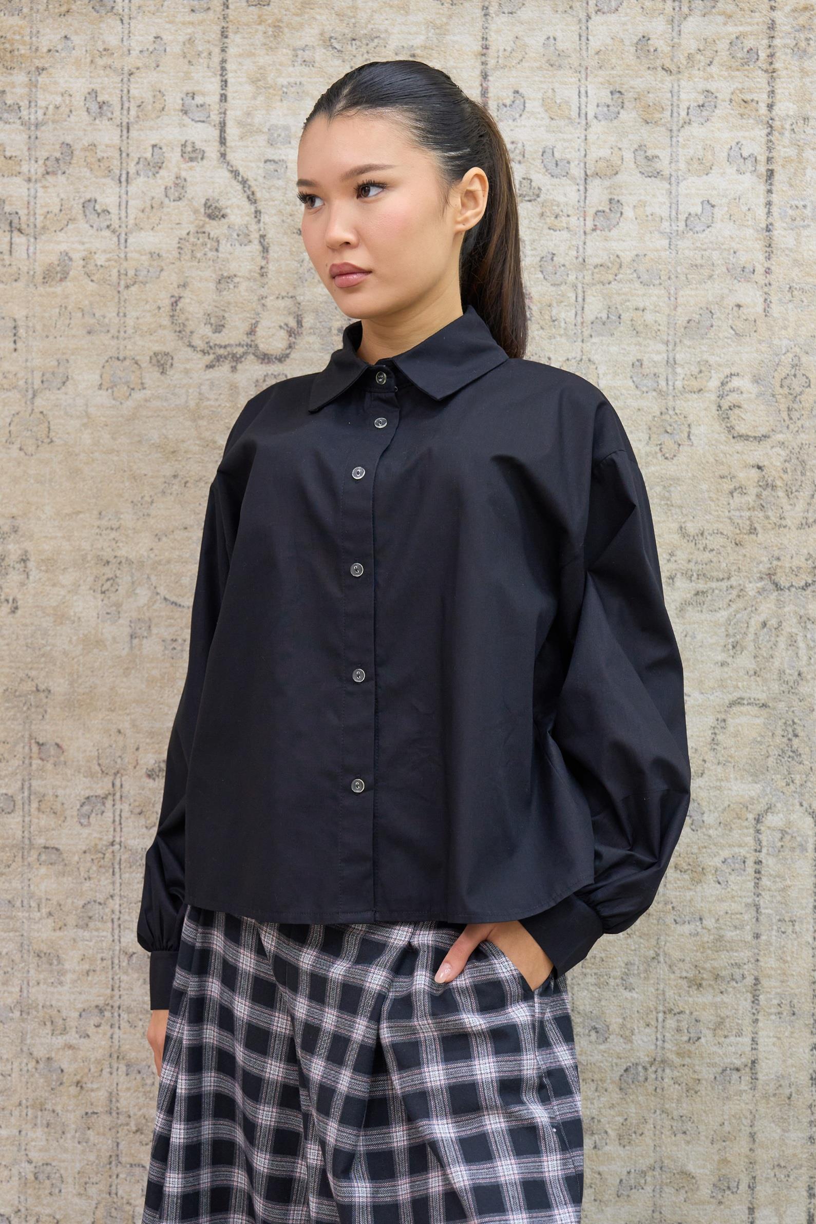 Siyah Poplin Gömlek