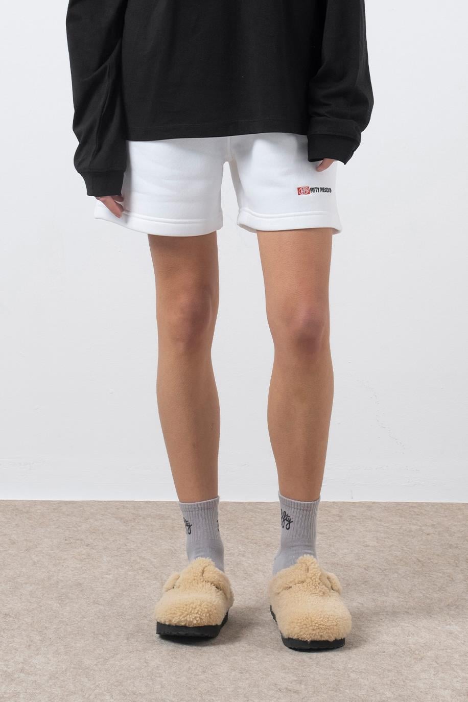 Beyaz Bermuda Jogger Şort