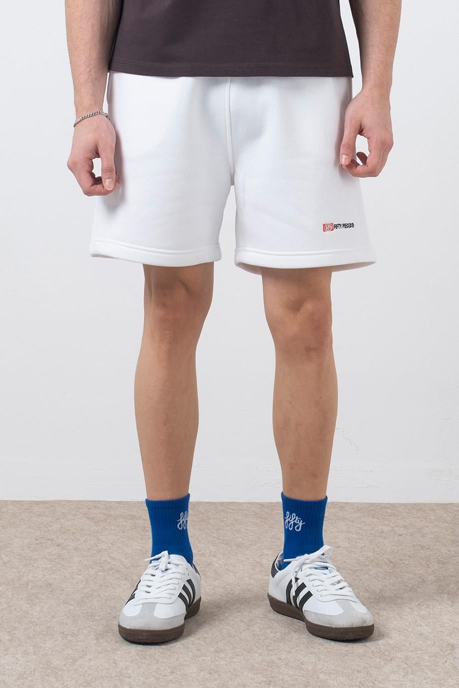 Erkek Beyaz Loose Fit Jogger Şort