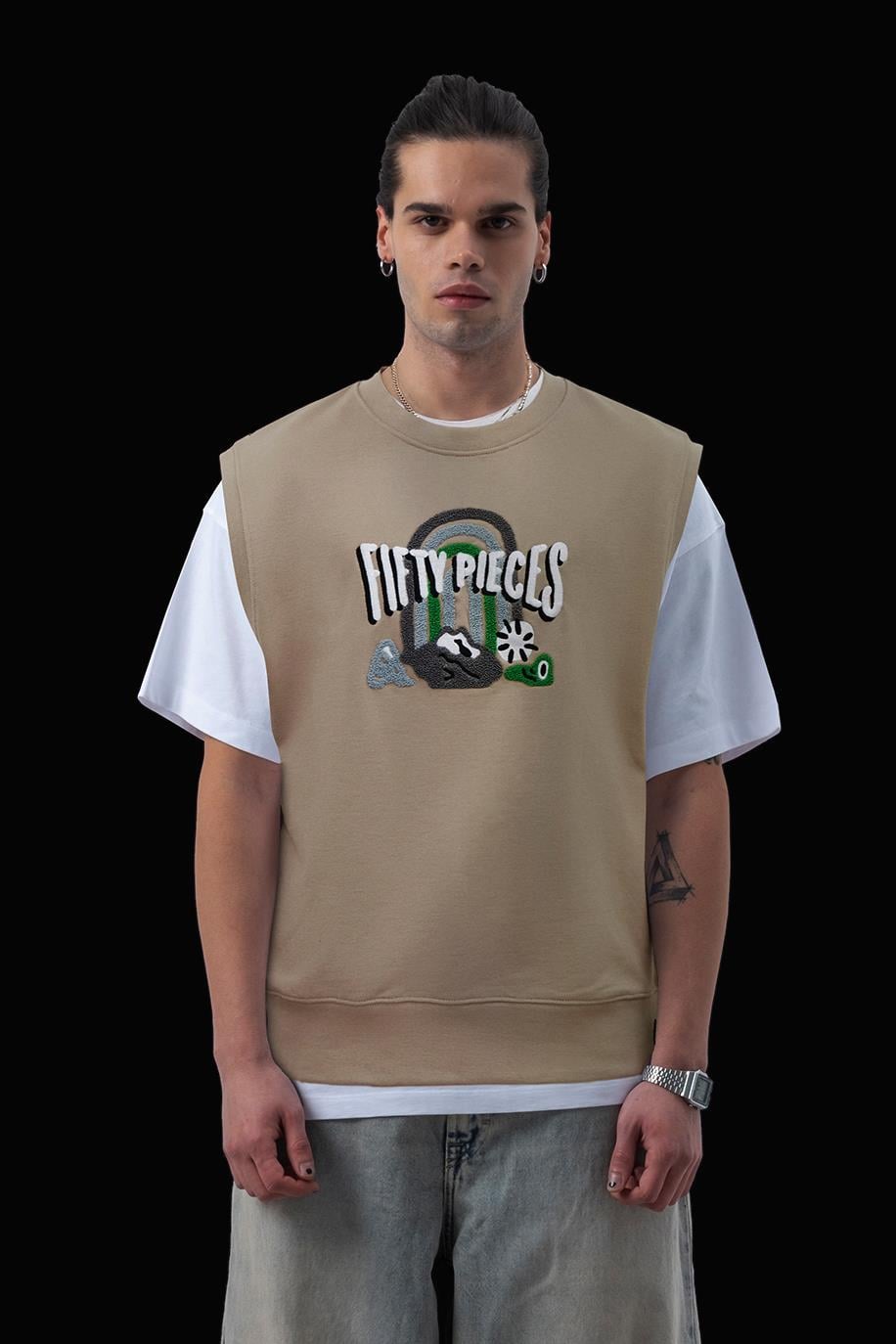 Erkek Boz Oversize Süveter