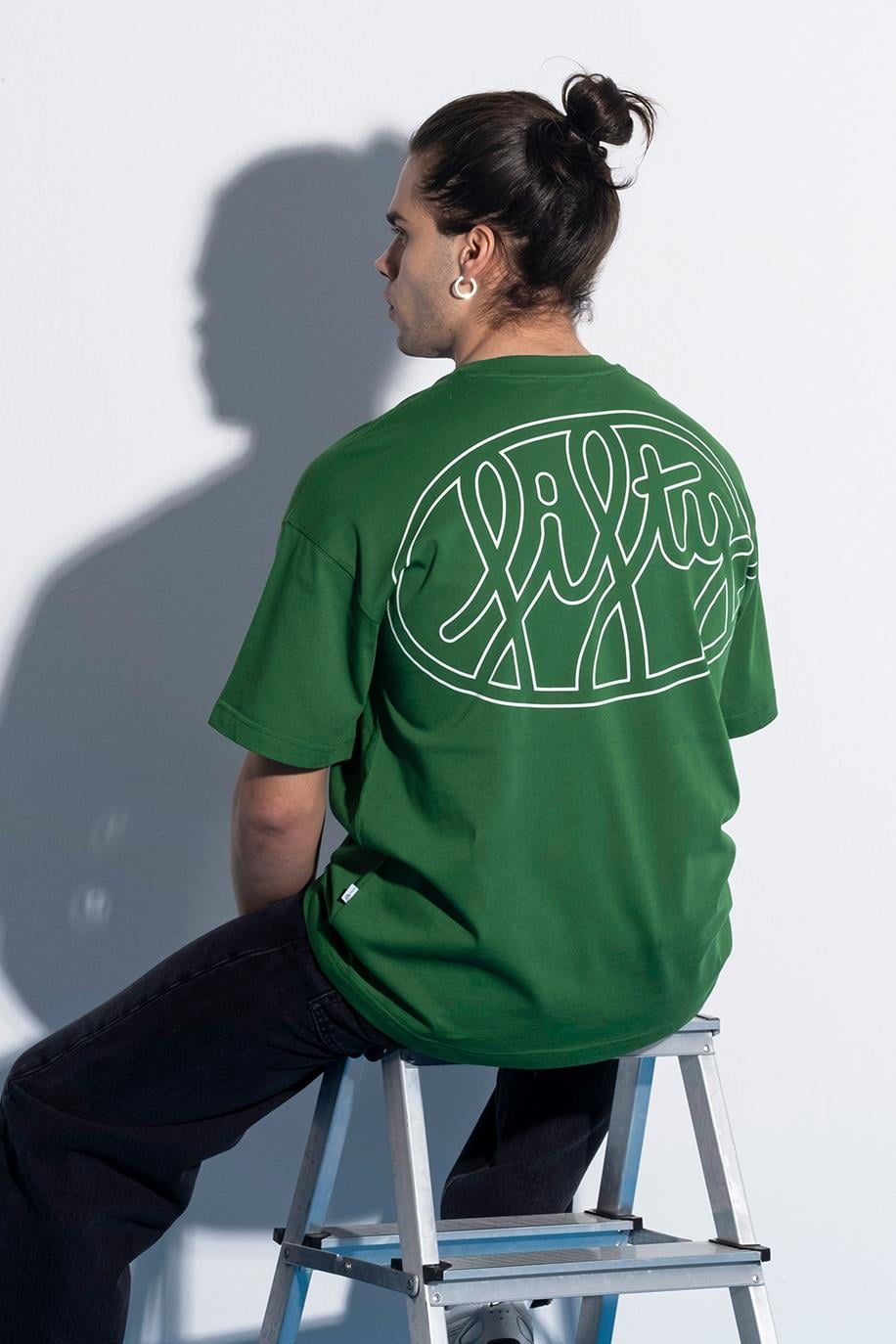 Erkek Canlı Yeşil Core Düşük Omuzlu T-Shirt