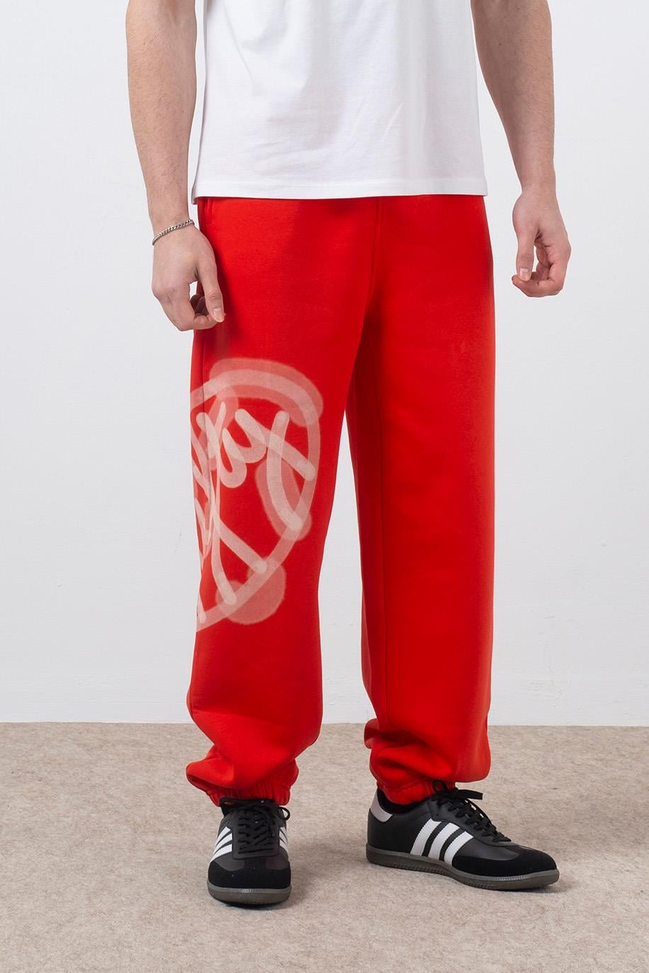 Erkek Kırmızı Loose Fit Jogger Pantolon