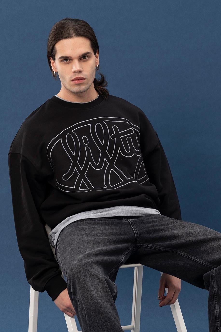 Erkek Siyah Core Oversize Sweatshirt