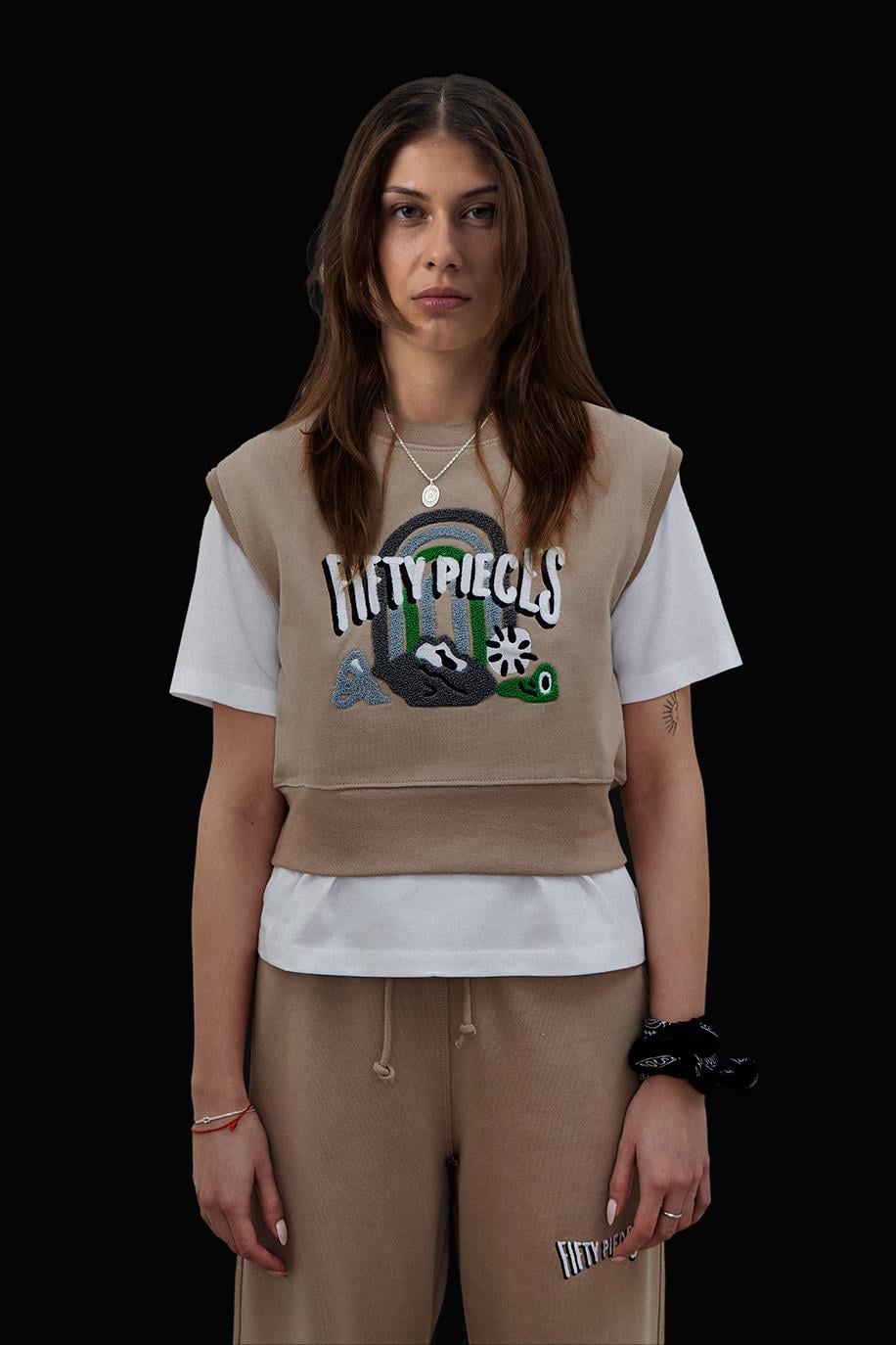 Kadın Boz Oversize Crop Süveter