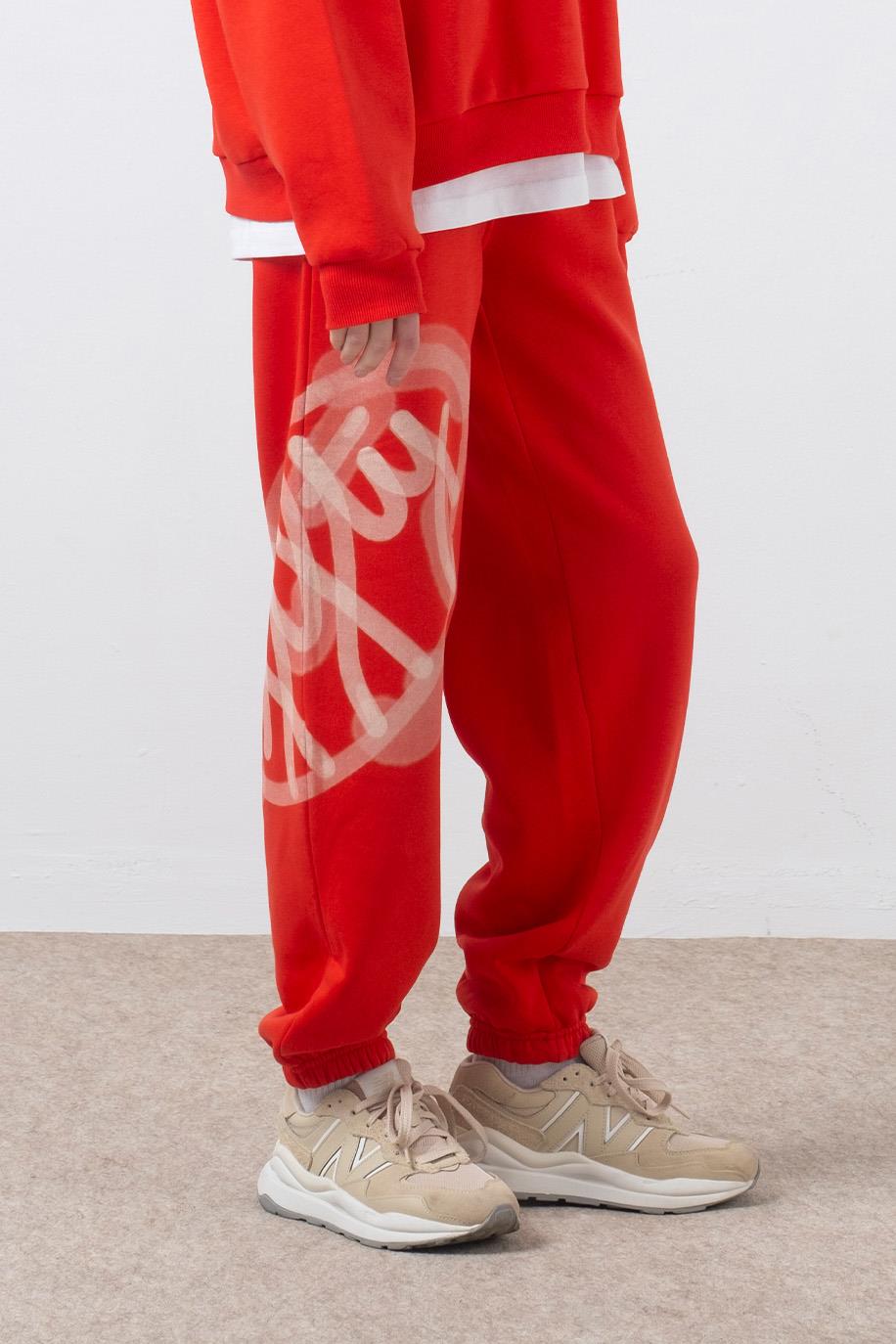 Kadın Kırmızı Loose Fit Jogger Pantolon