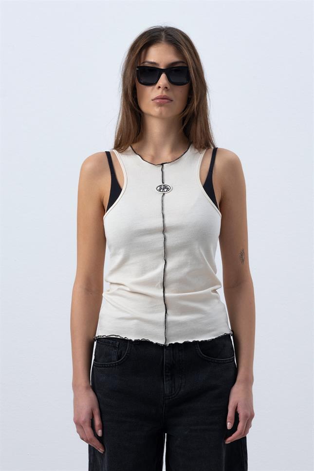 KADIN CORE KONTRAST DİKİŞLİ HALTER YAKA ATLET