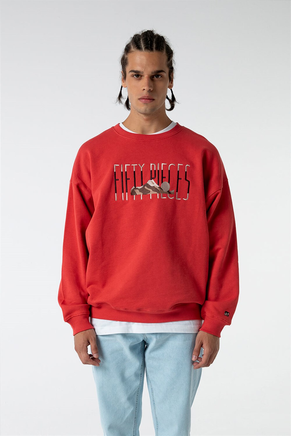 Erkek Vintage Kırmızı Oversize Sweatshirt | Fifty Pieces