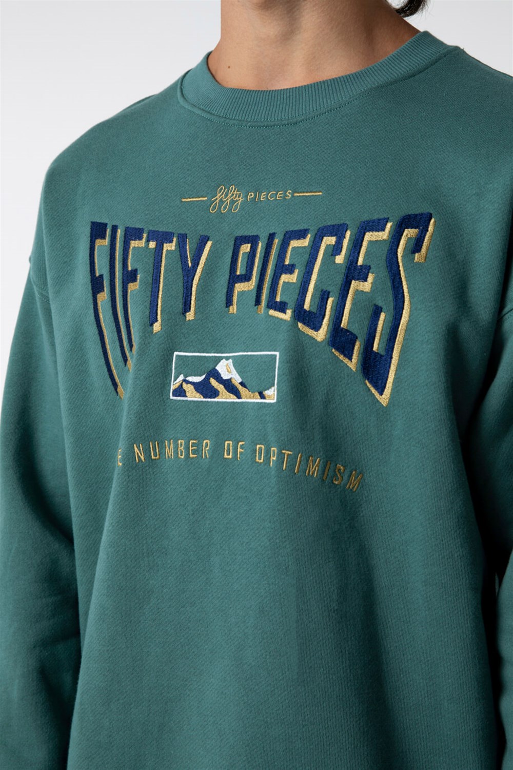 Erkek Vintage Yeşil Düşük Omuzlu Sweatshirt - Fifty Pieces