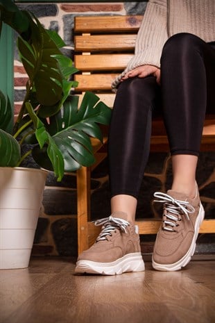 Hakiki Deri Bej Kadın Sneaker ITW8008BEW