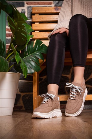 Hakiki Deri Bej Kadın Sneaker ITW8008BEW