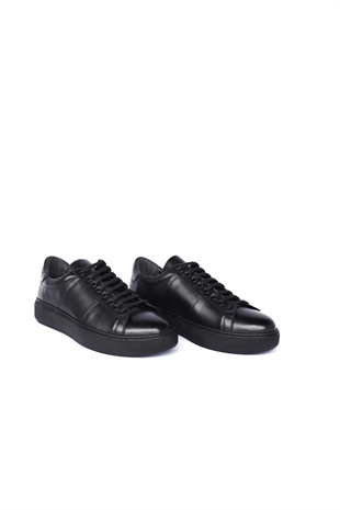 Hakiki Deri Siyah Erkek Sneaker