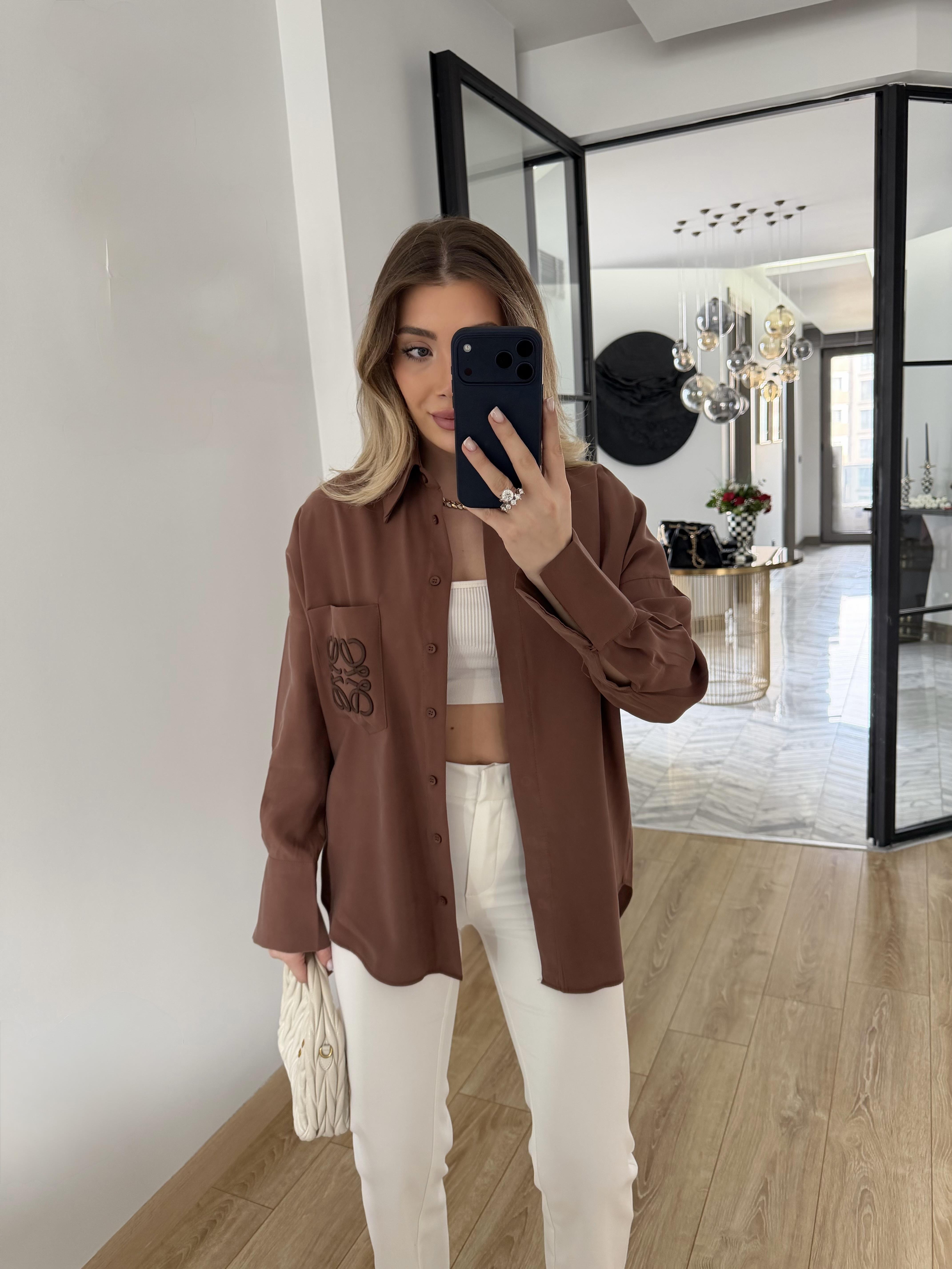 Acı Kahve Orjinal Marka Cebi Nakışlı Gömlek