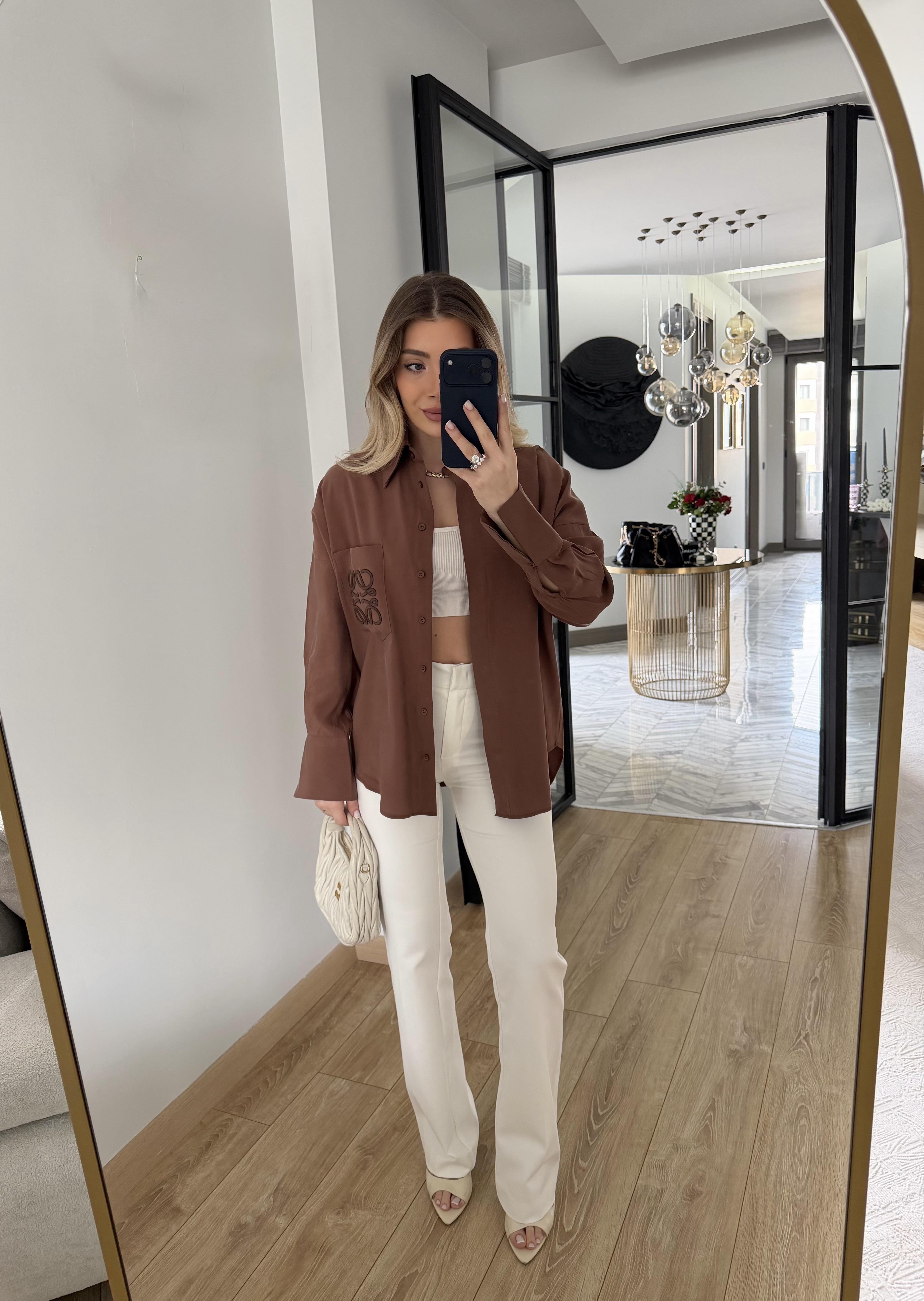 Acı Kahve Orjinal Marka Cebi Nakışlı Gömlek