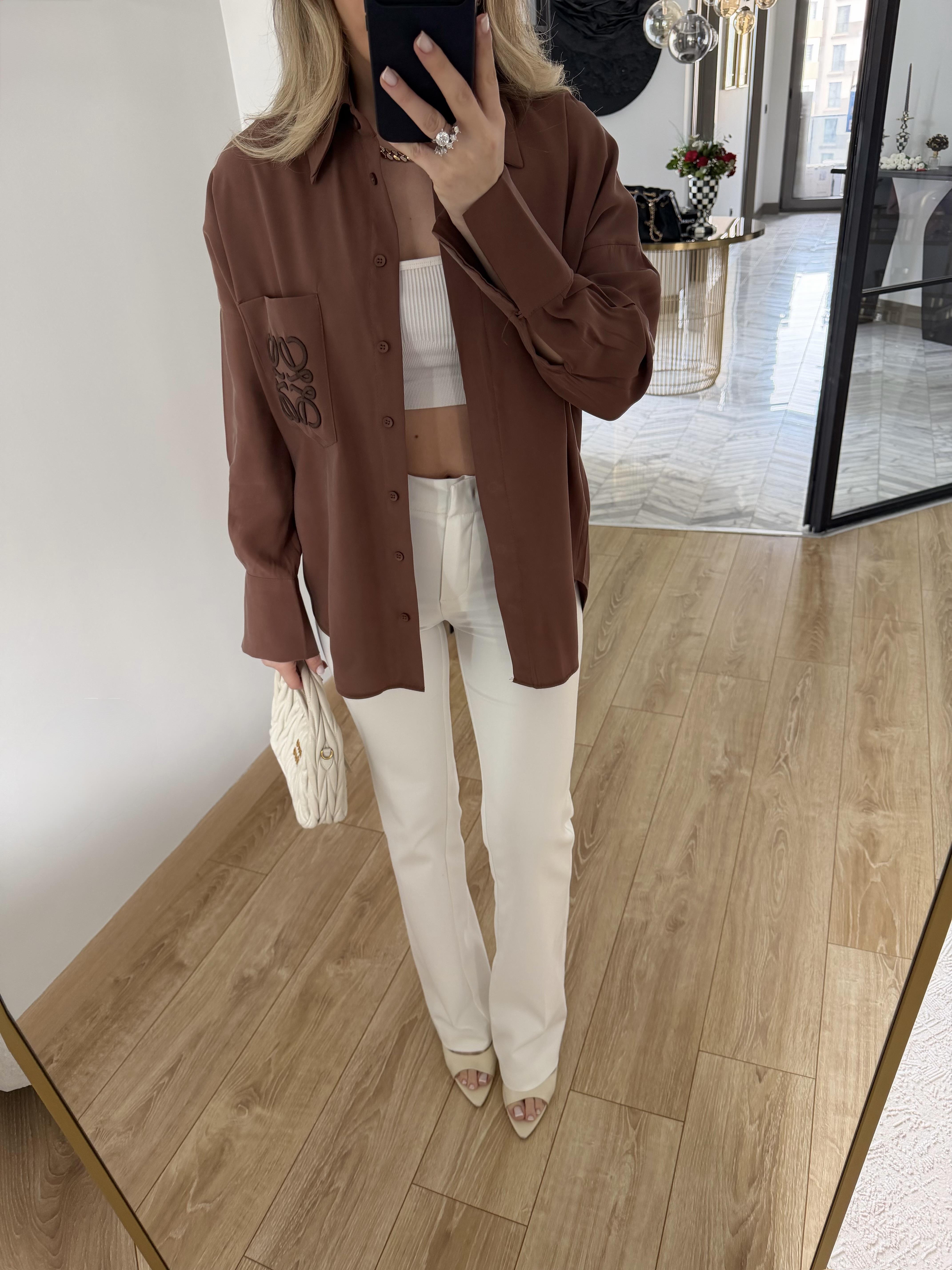 Acı Kahve Orjinal Marka Cebi Nakışlı Gömlek