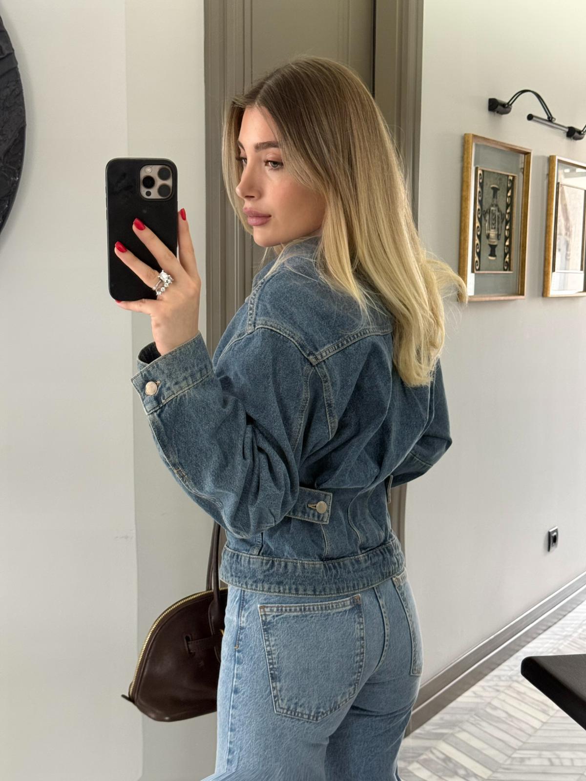 Açık Mavi Belden Oturan Orjinal Marka Denim Ceket