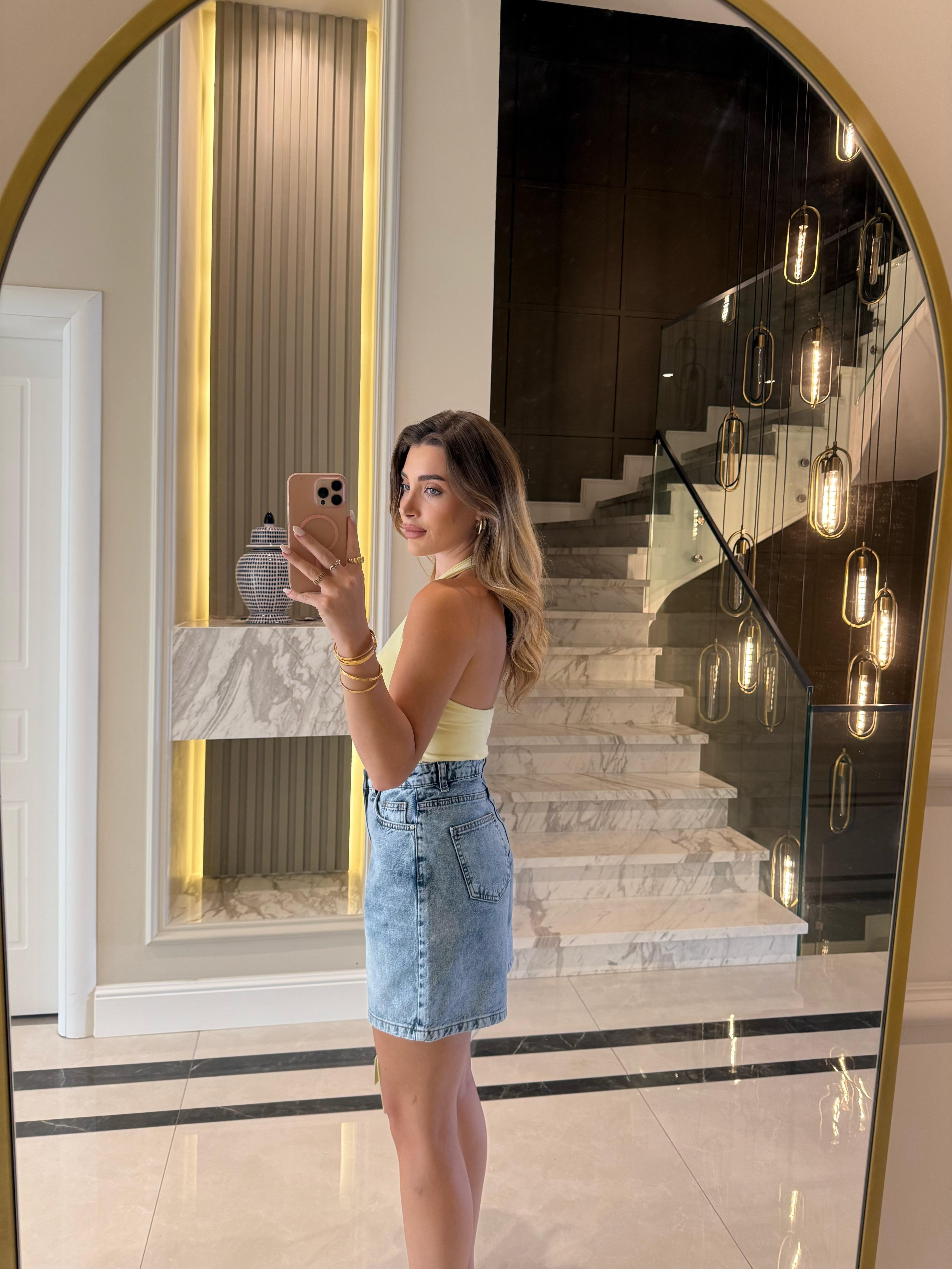 Açık Sarı Halter Yaka Top -31753