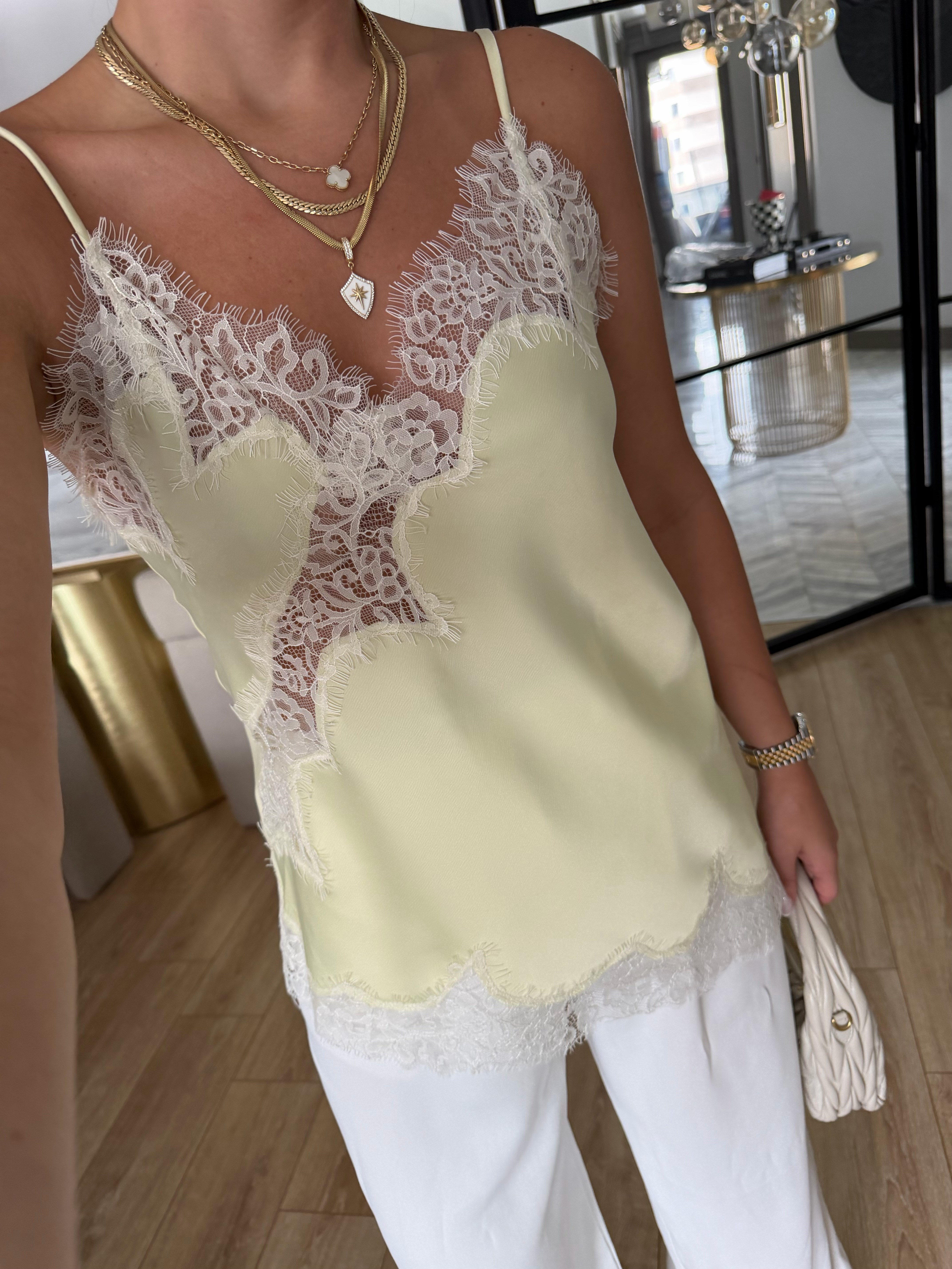 Açık Sarı Lingelie Stil Top-3334