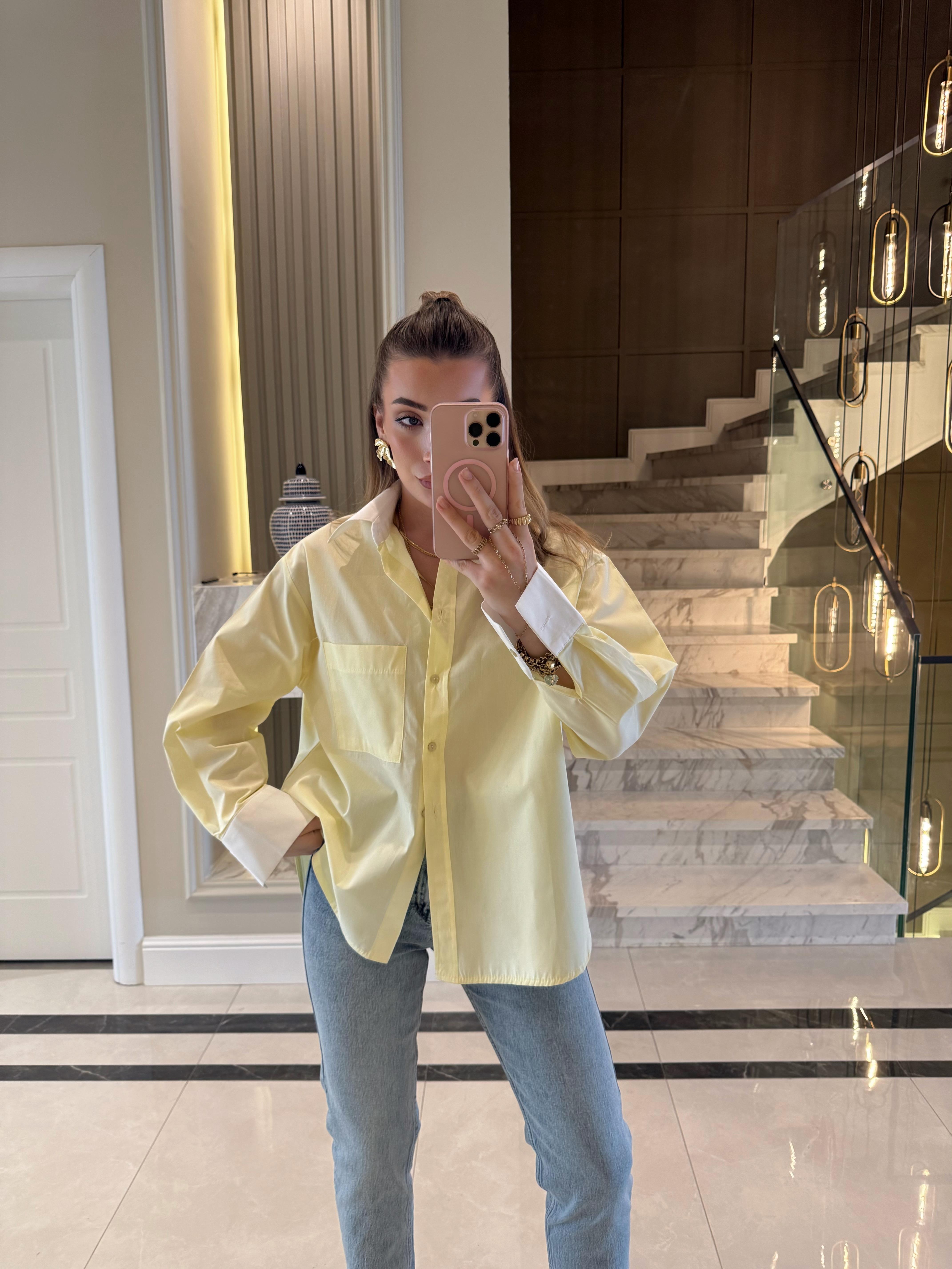 Açık Sarı  Poplin Görice Gömlek-103140