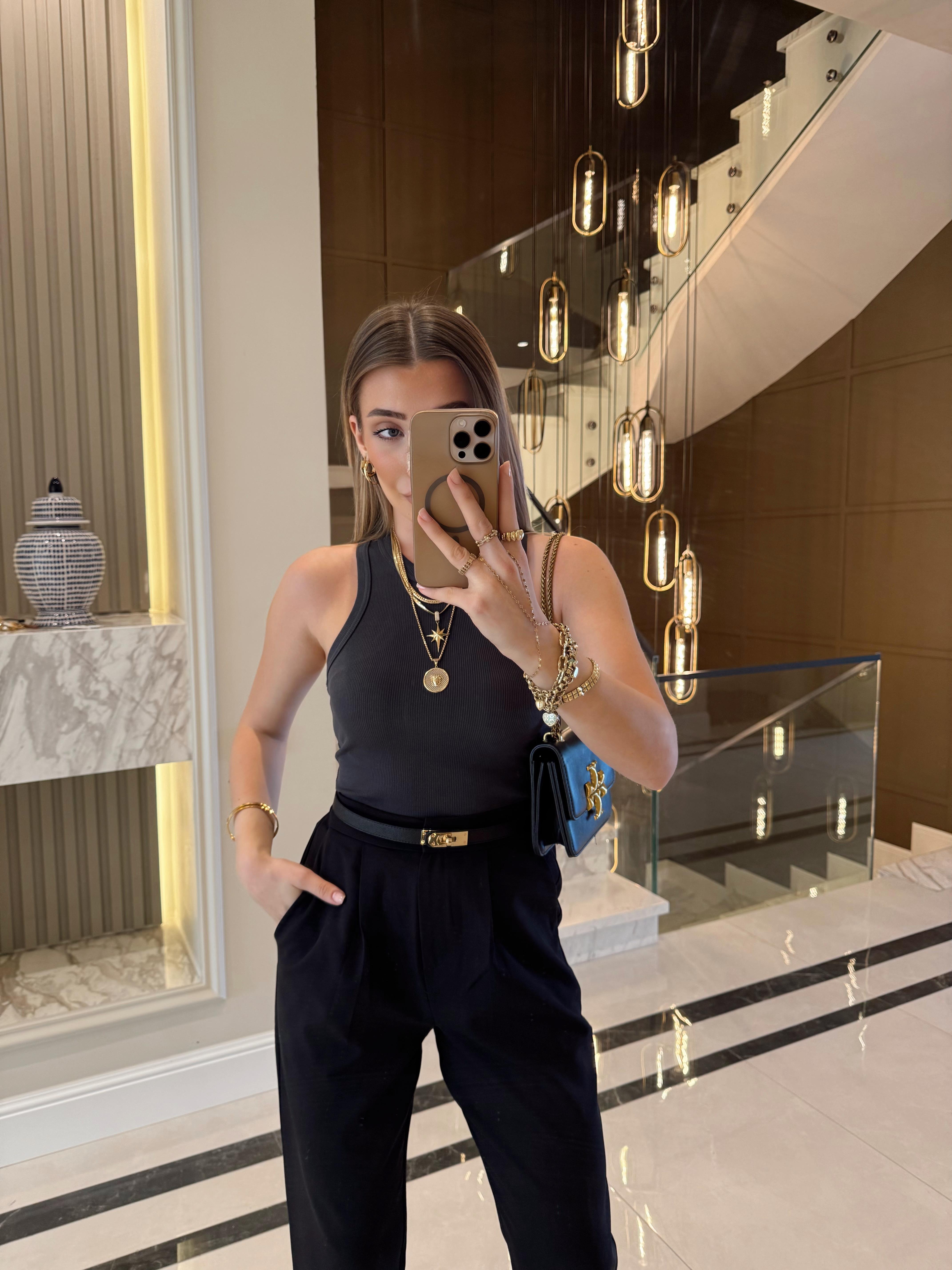 Antrasit Halter Yaka Fitilli Atlet- 20842