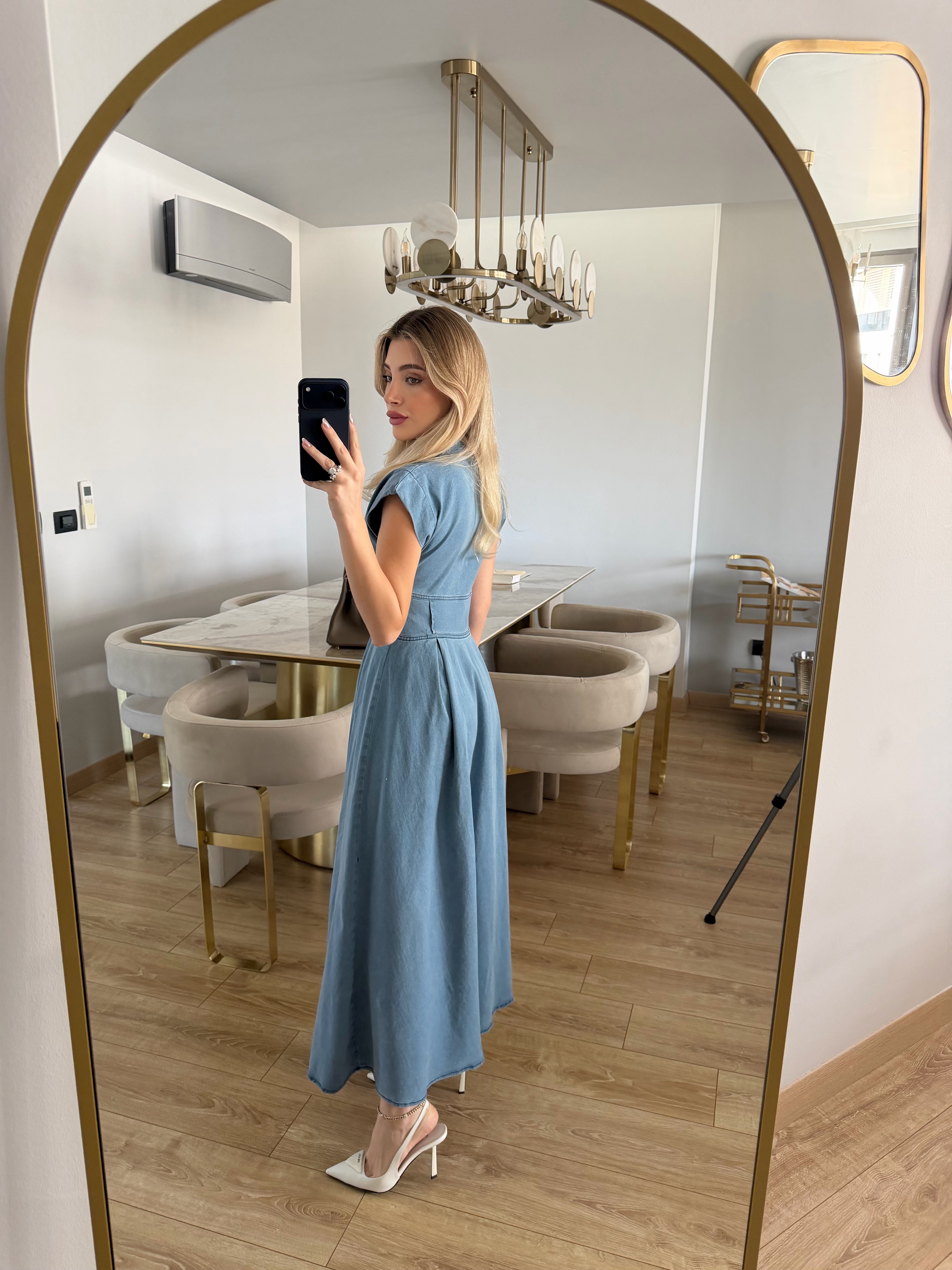 Bebe Mavi Fermuarlı Vatkalı Elbise-3004