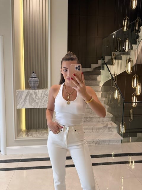 Beyaz Fitilli Halter Yaka Top -21052