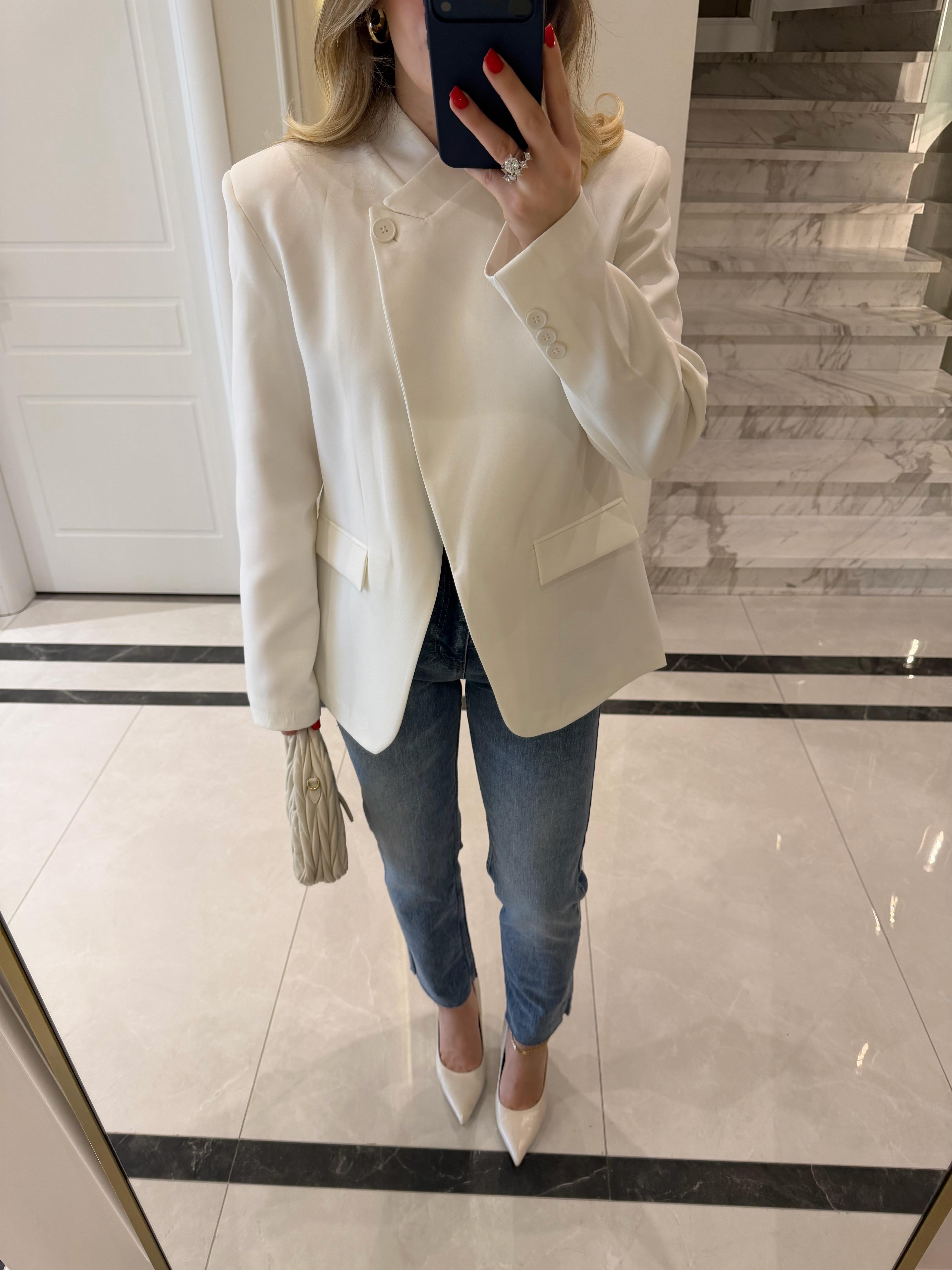 Beyaz Haarlem Blazer Ceket-2329