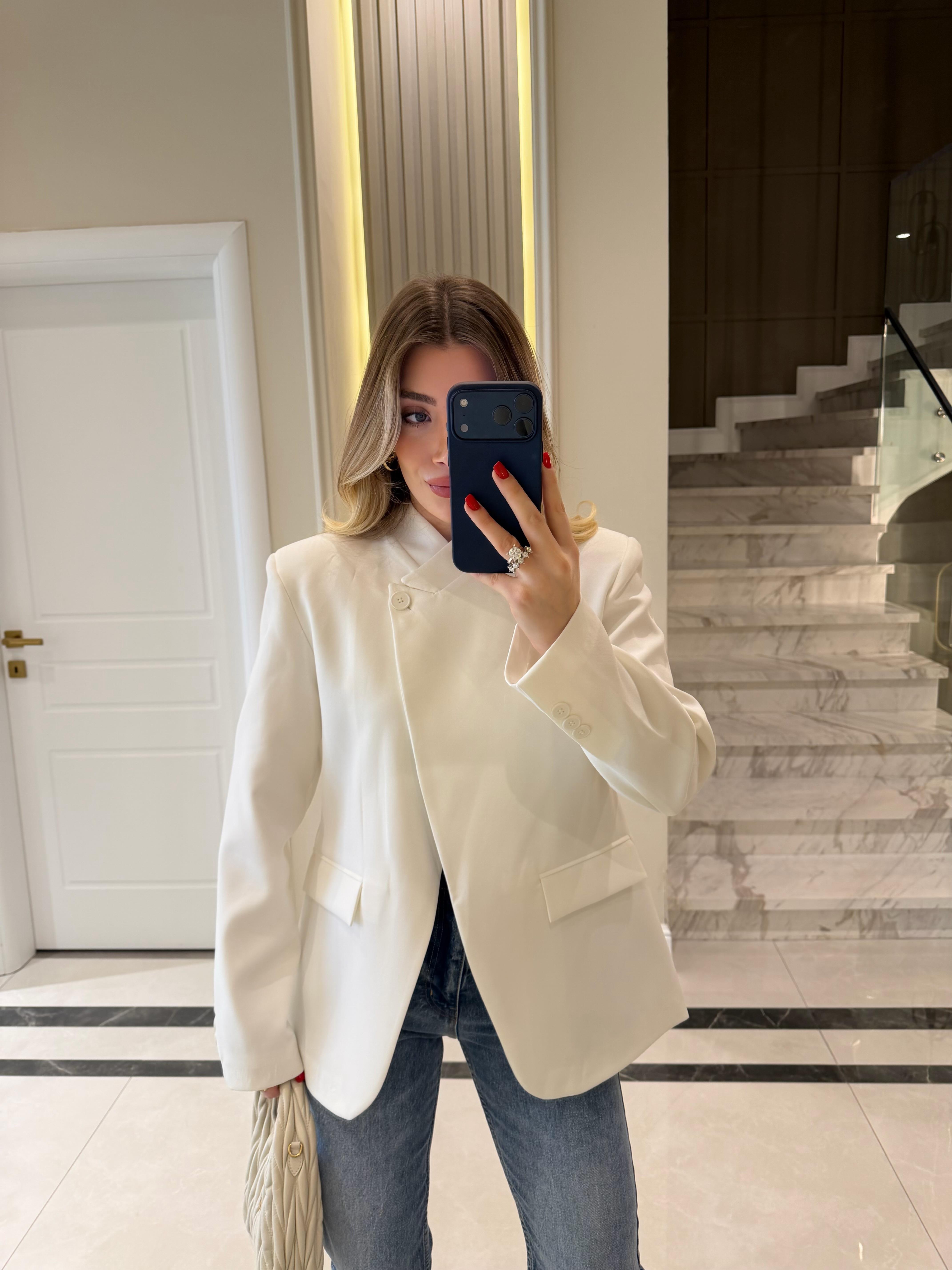 Beyaz Haarlem Blazer Ceket-2329