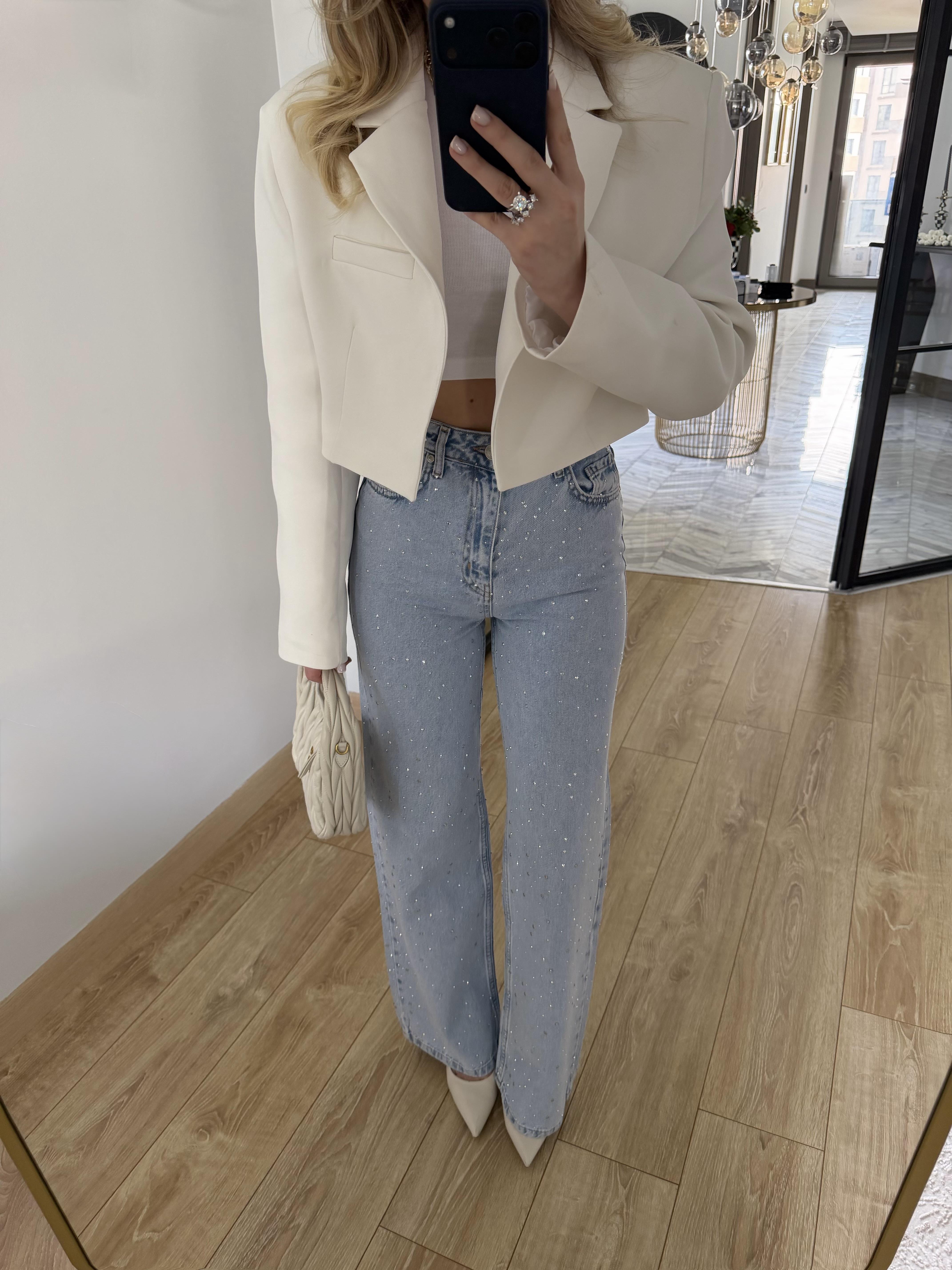 Beyaz Kısa Ceket-9704 