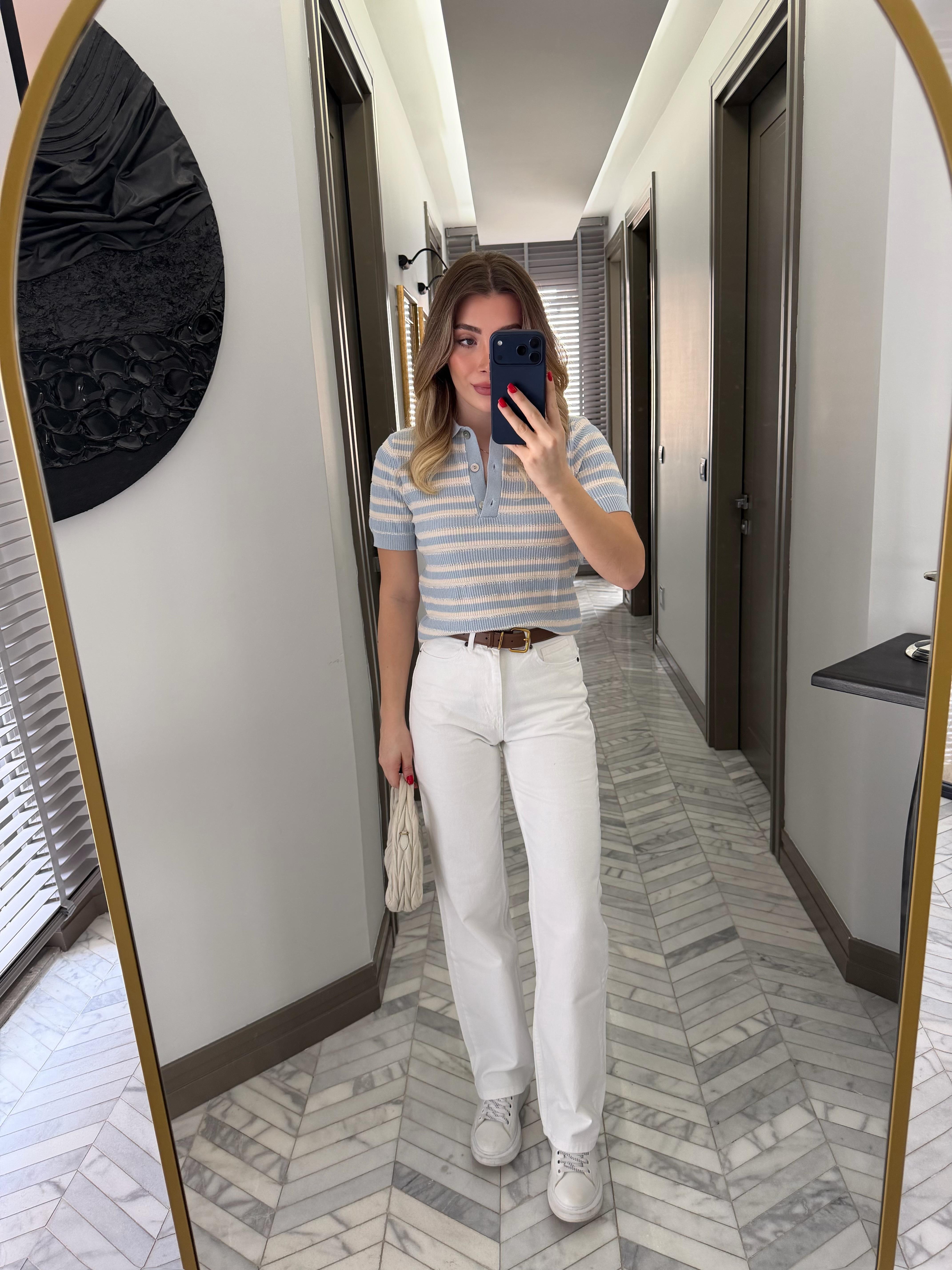 Beyaz Orjinal Marka Straight Jean