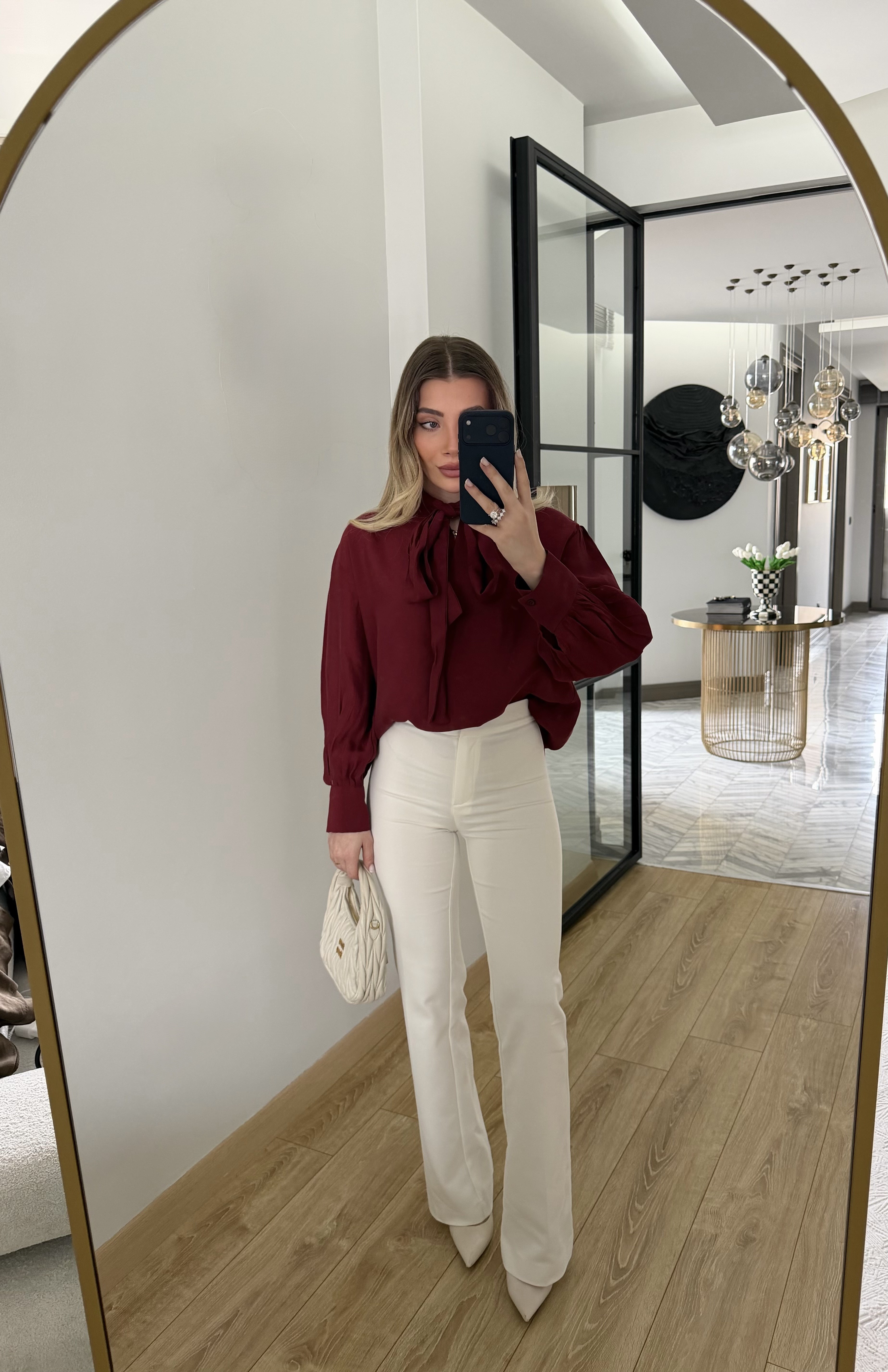 Bordo Bağcıklı Gömlek-5050