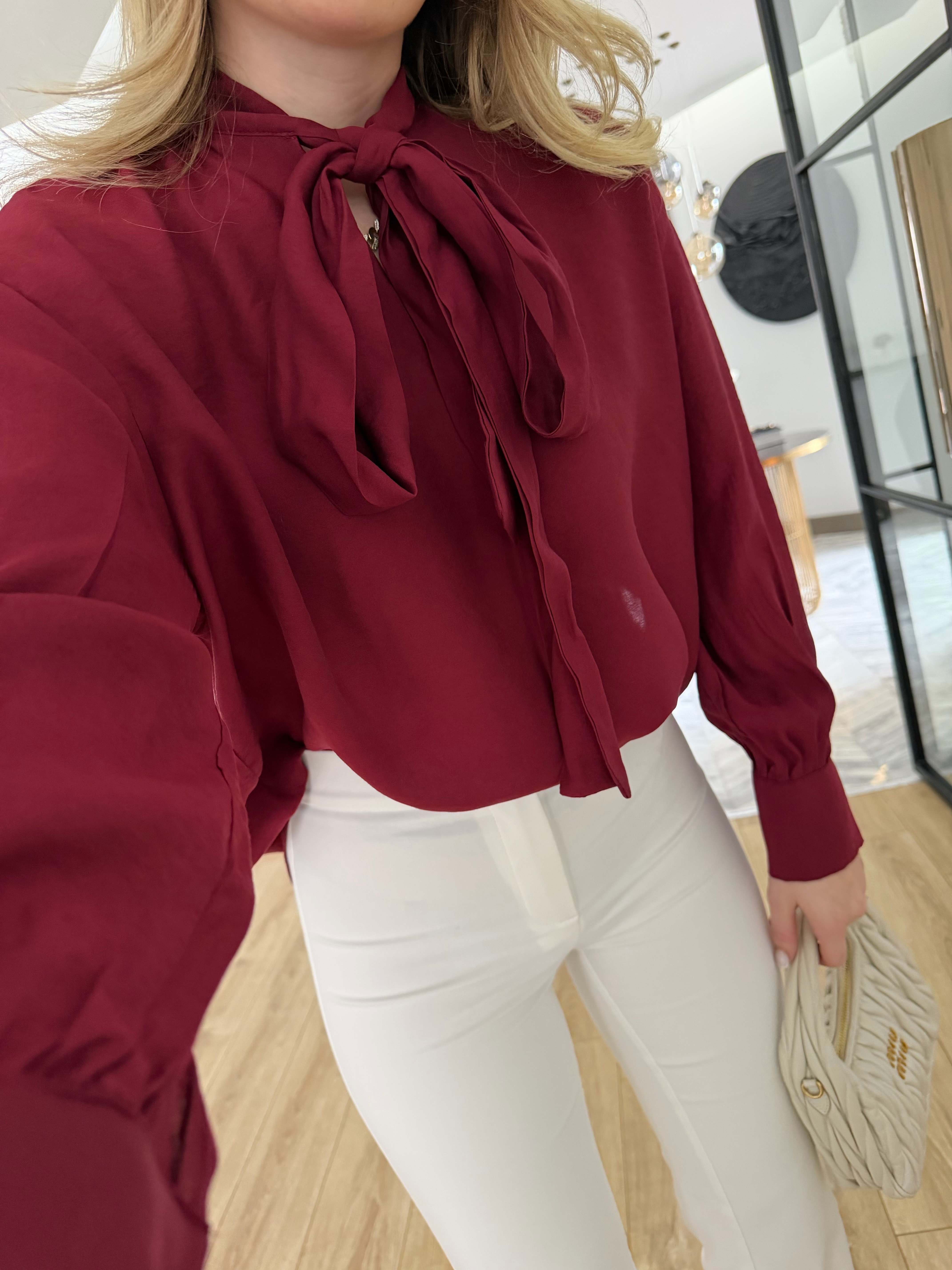 Bordo Bağcıklı Gömlek-5050