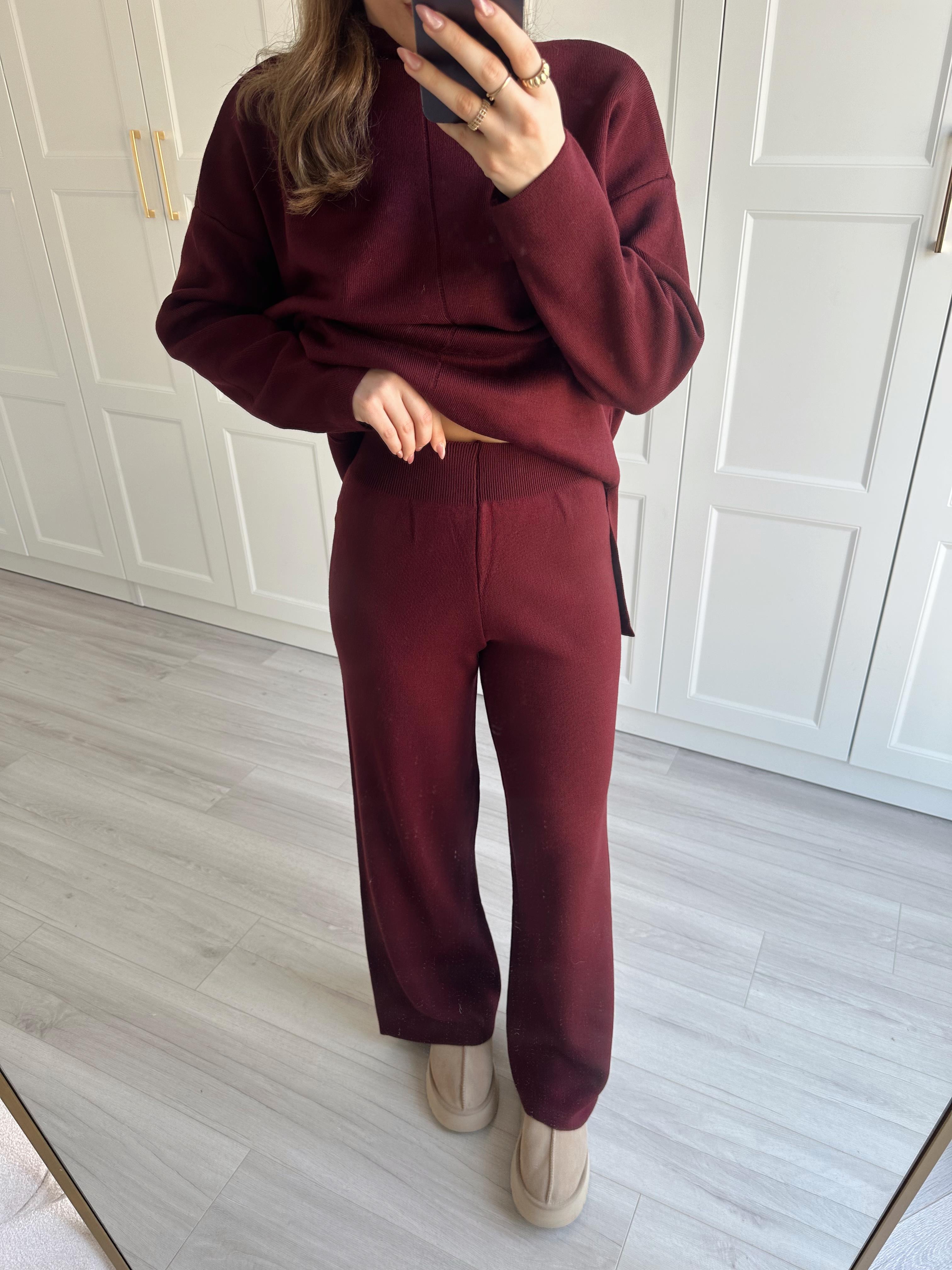 Bordo Dik Yaka Triko Takım 20025