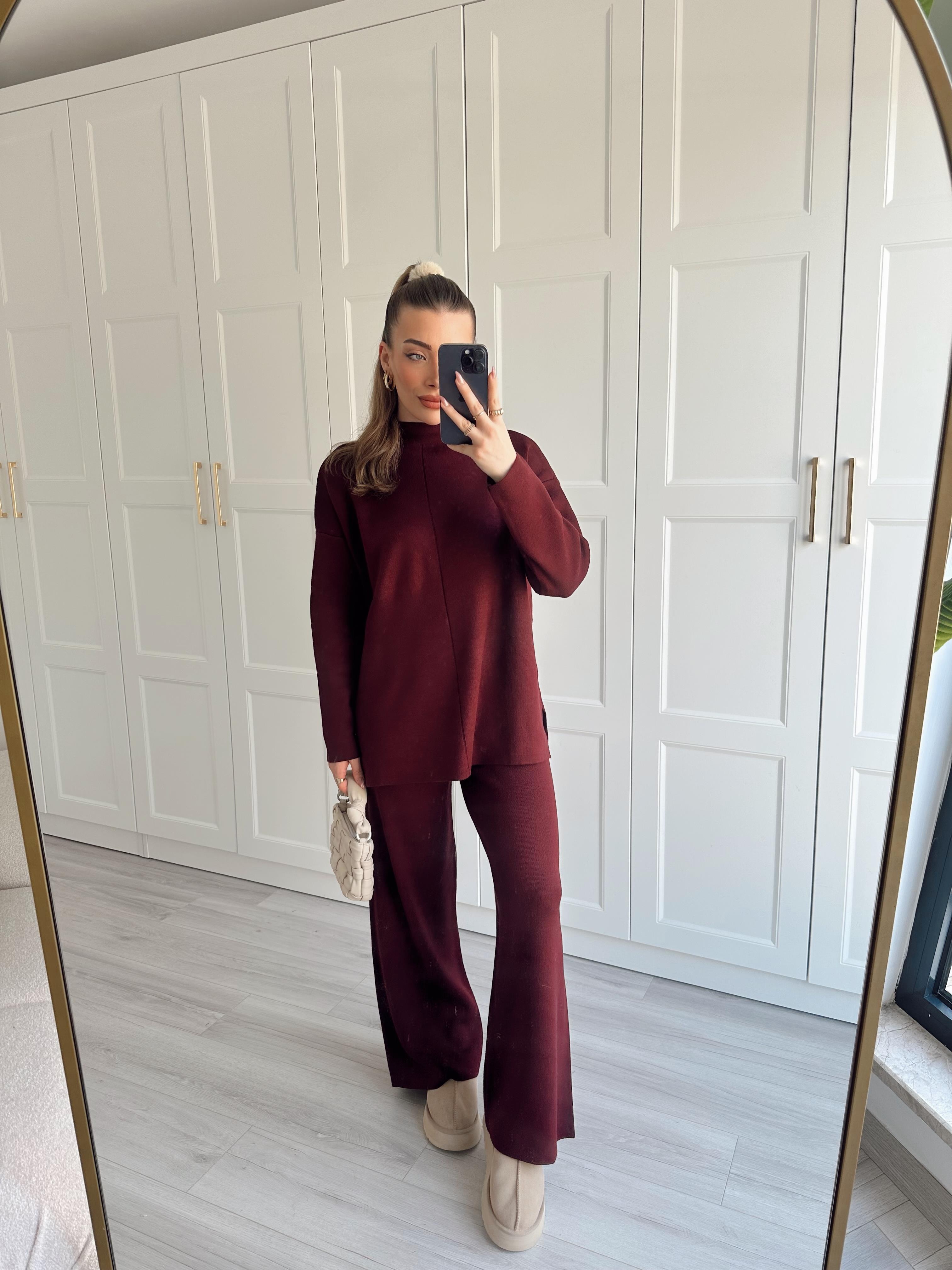 Bordo Dik Yaka Triko Takım 20025