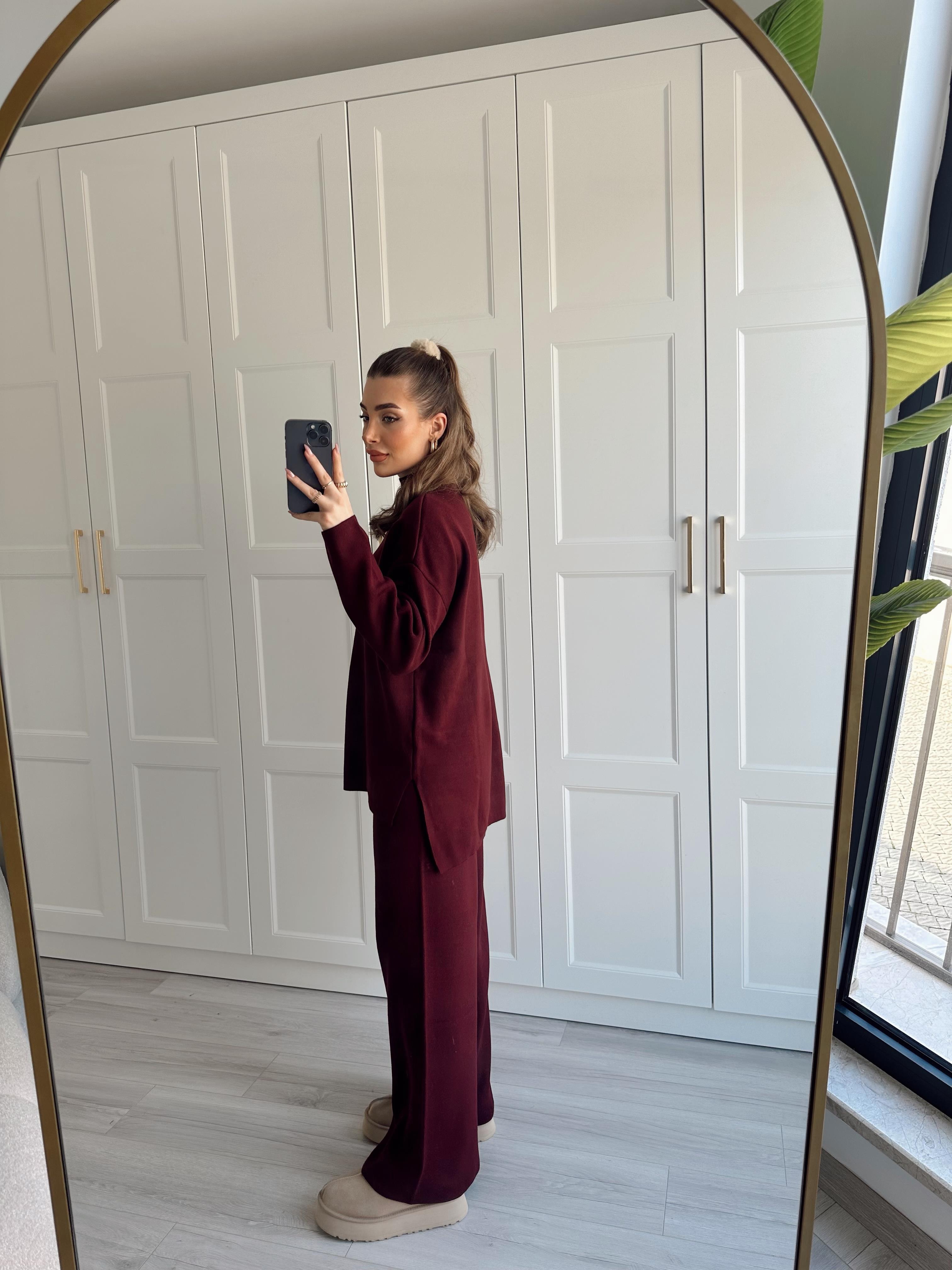 Bordo Dik Yaka Triko Takım 20025