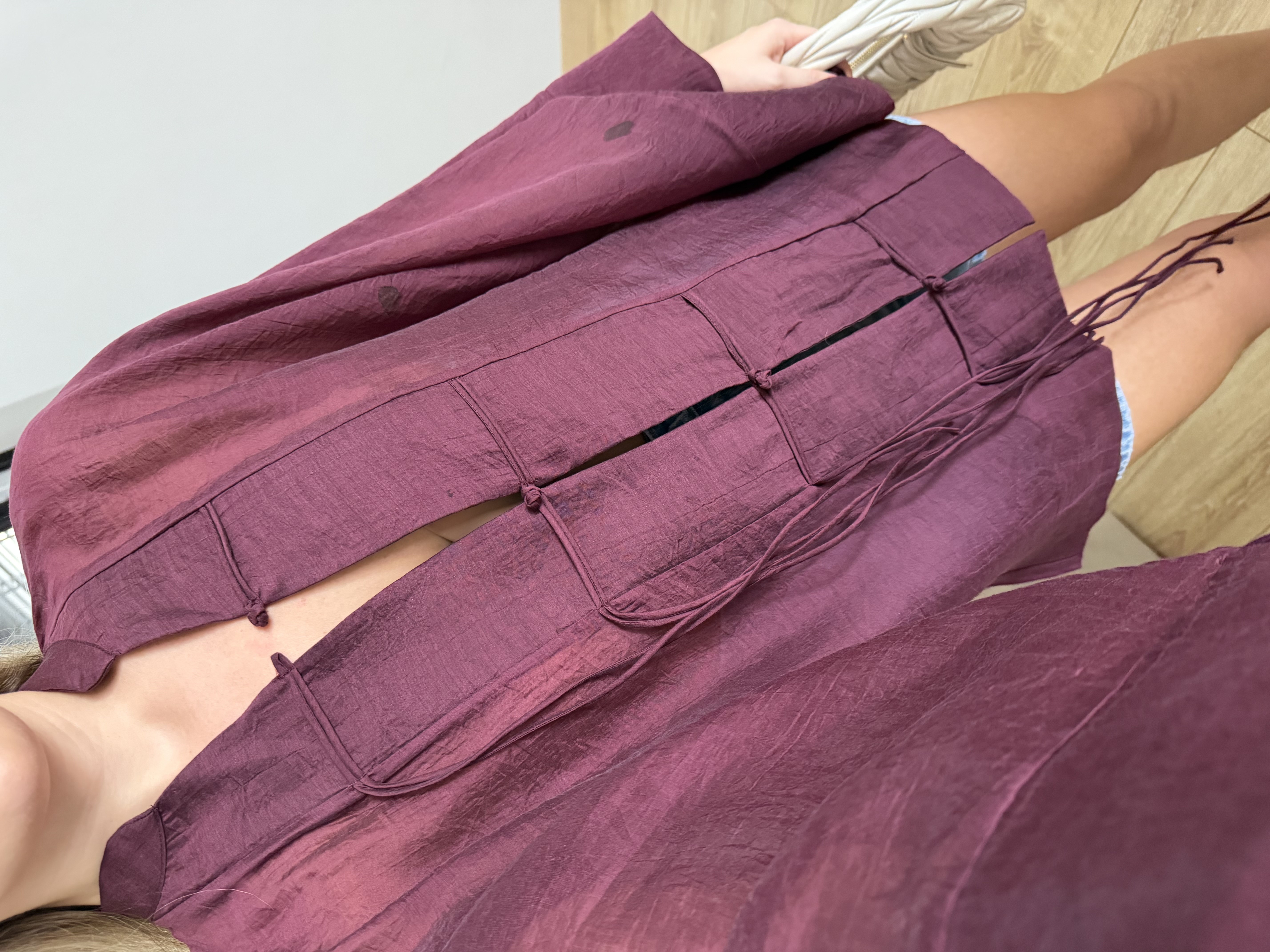 Bordo İp Bağcıklı Gömlek - 5098