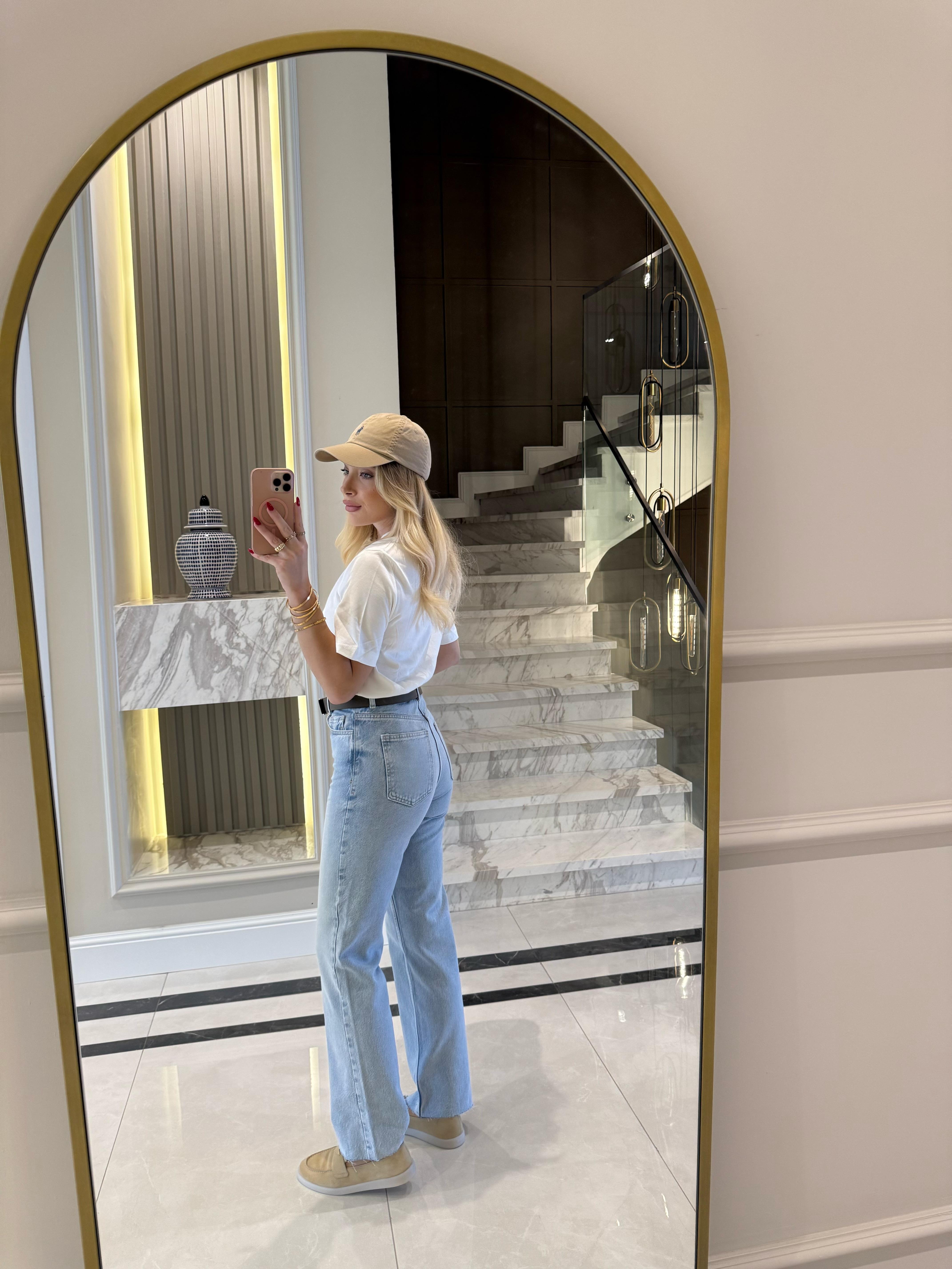 Buz Mavi Straight Leg Yüksek Bel Jean 