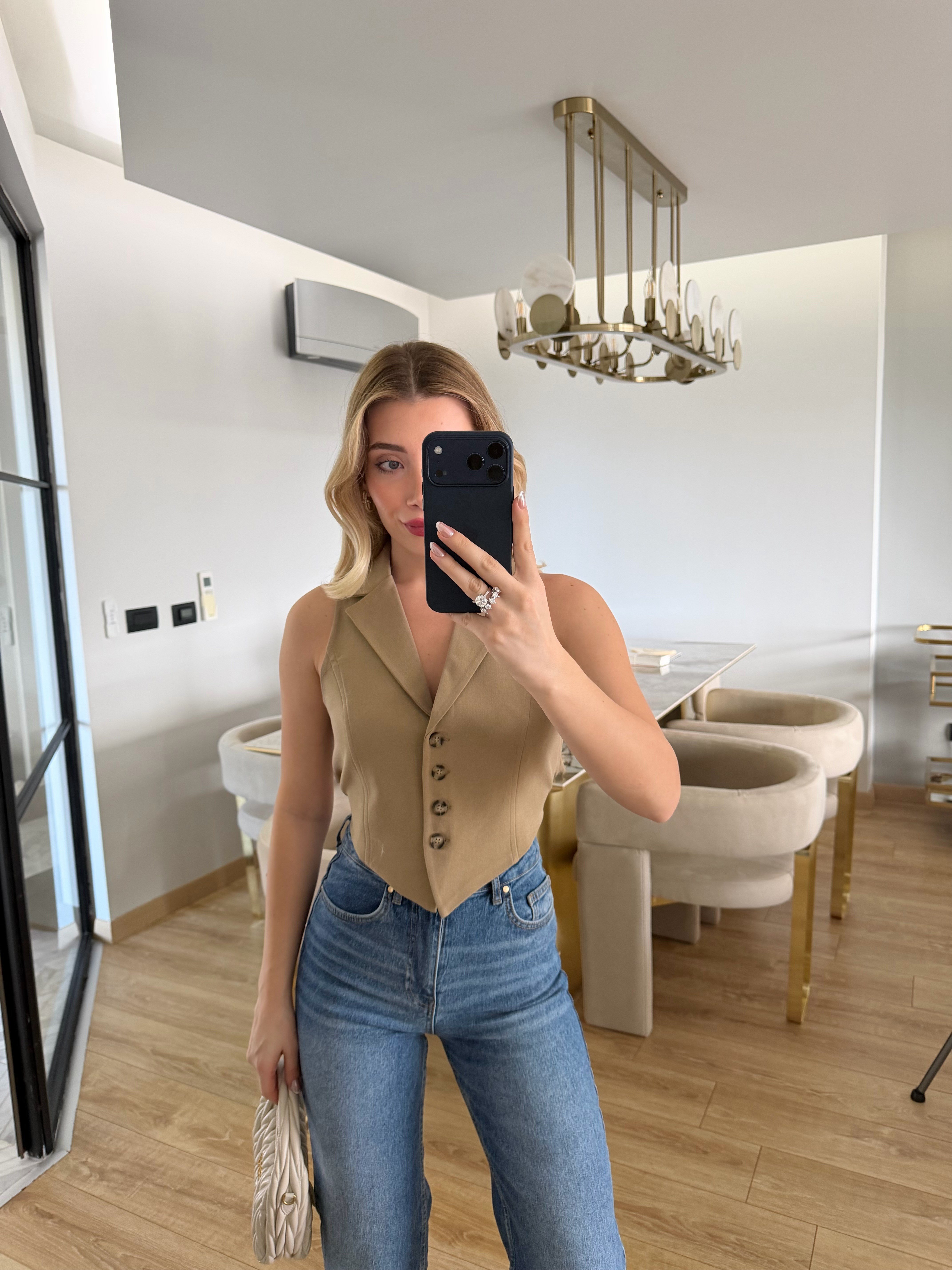 Camel Poliviskon Kumaş Yelek-8004