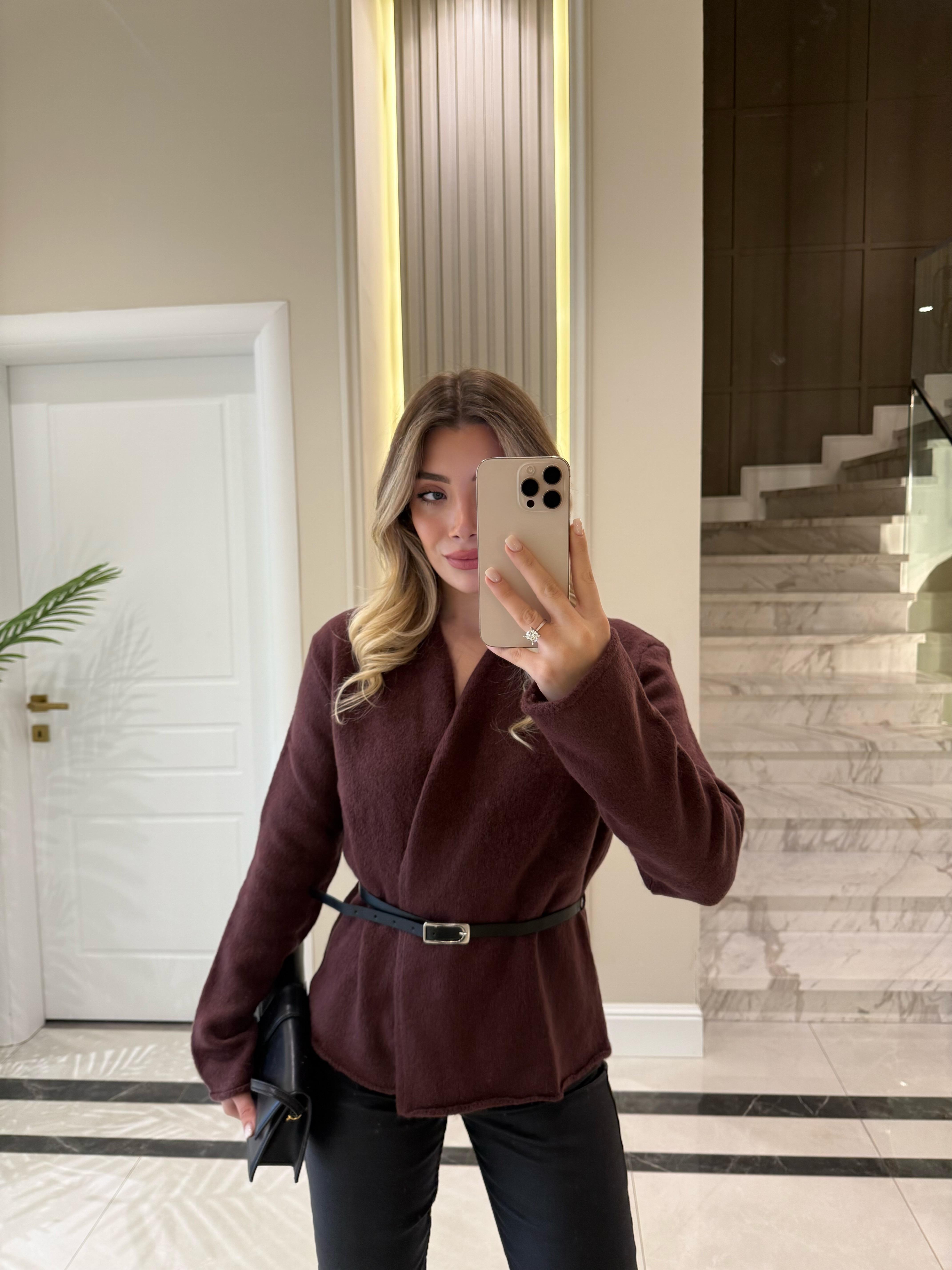 Cherry  Kemerli Hırka -1084